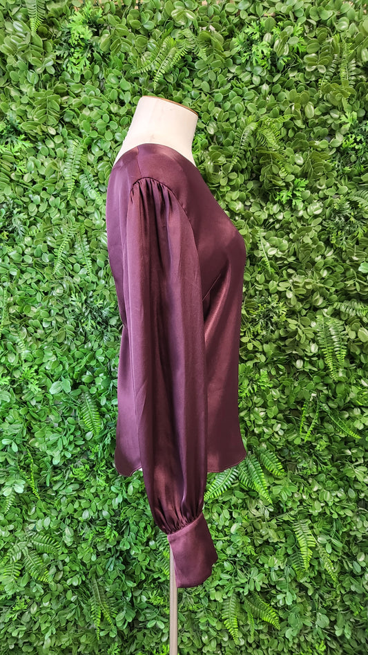 Forever New Burgundy Sateen Top (8)