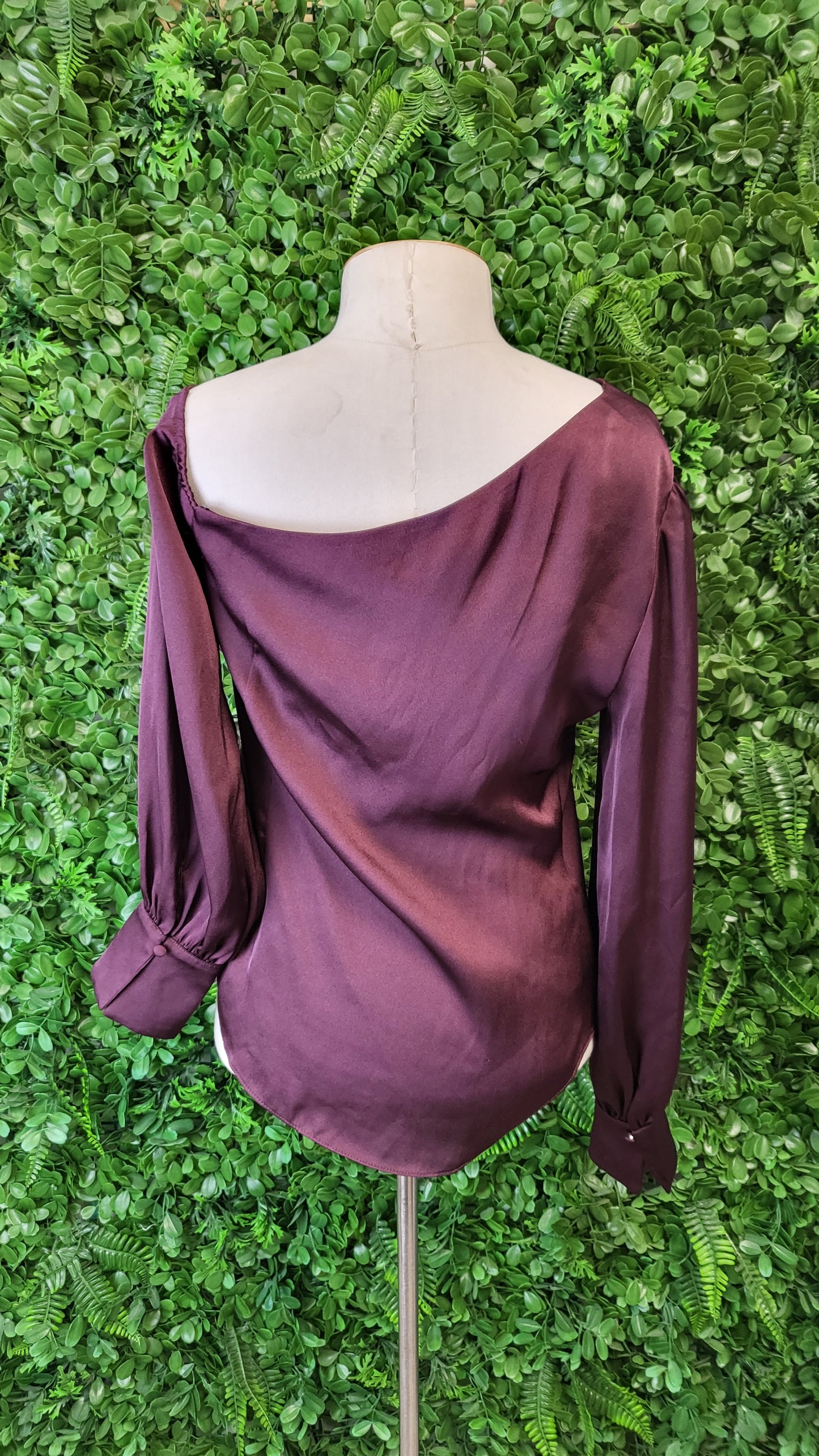 Forever New Burgundy Sateen Top (8)