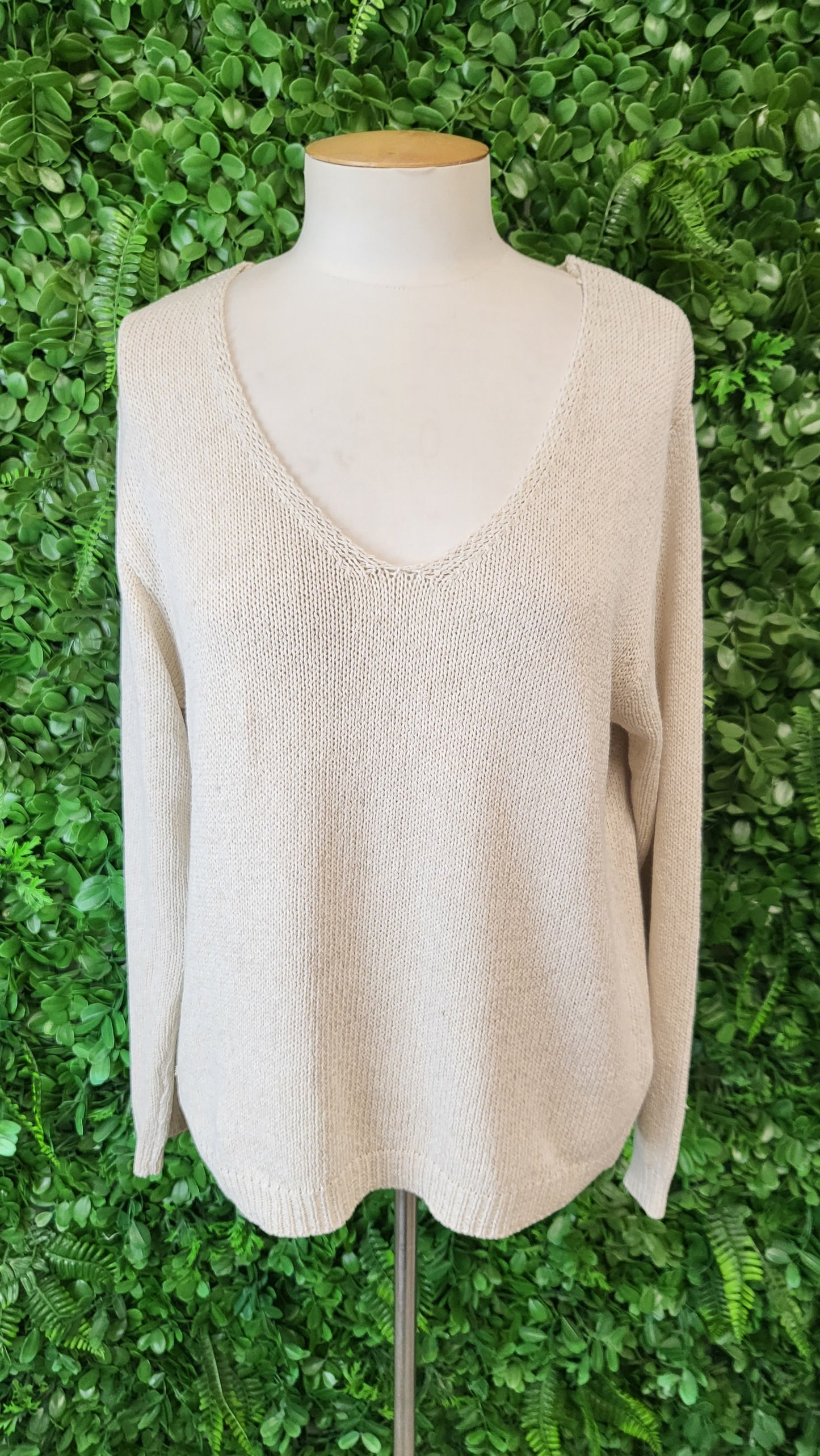 Stories Be Told Natural Relaxed V Neck Knit (10)
