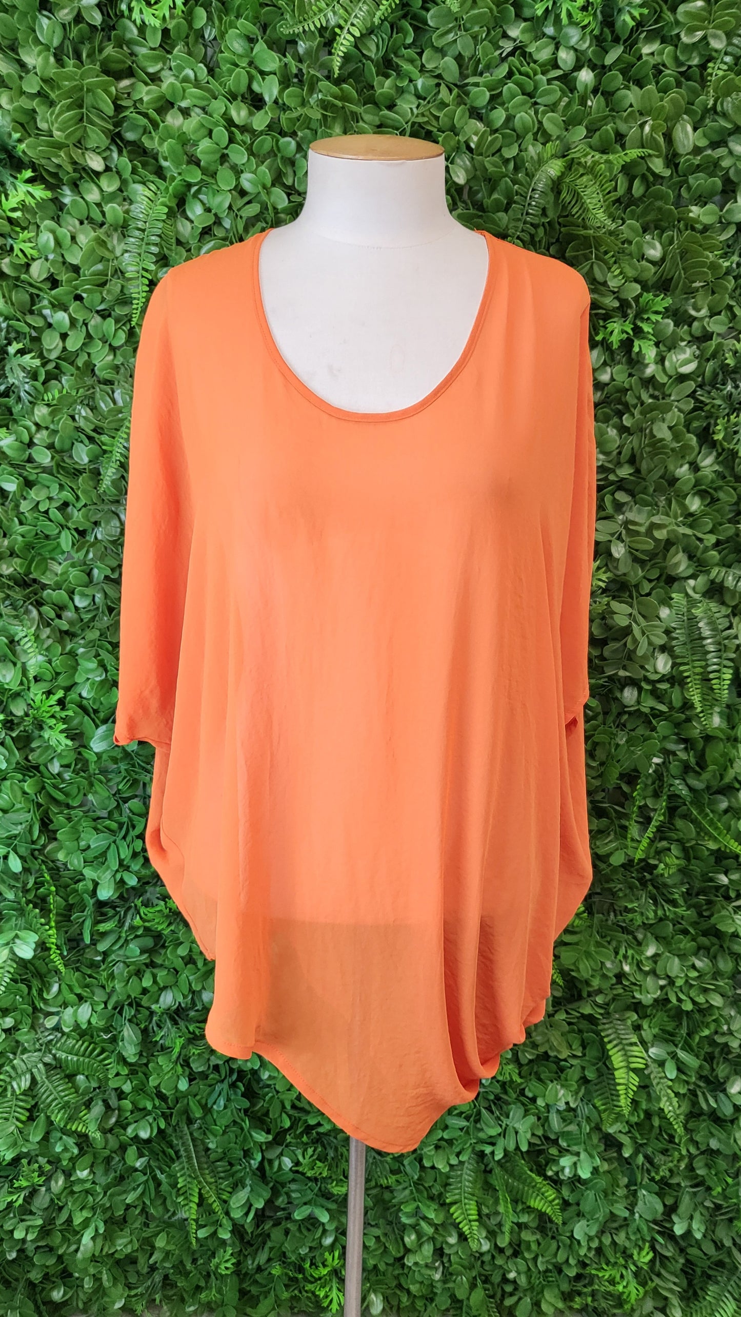 Ricochet Orange Draped Sheer Top (8-10)
