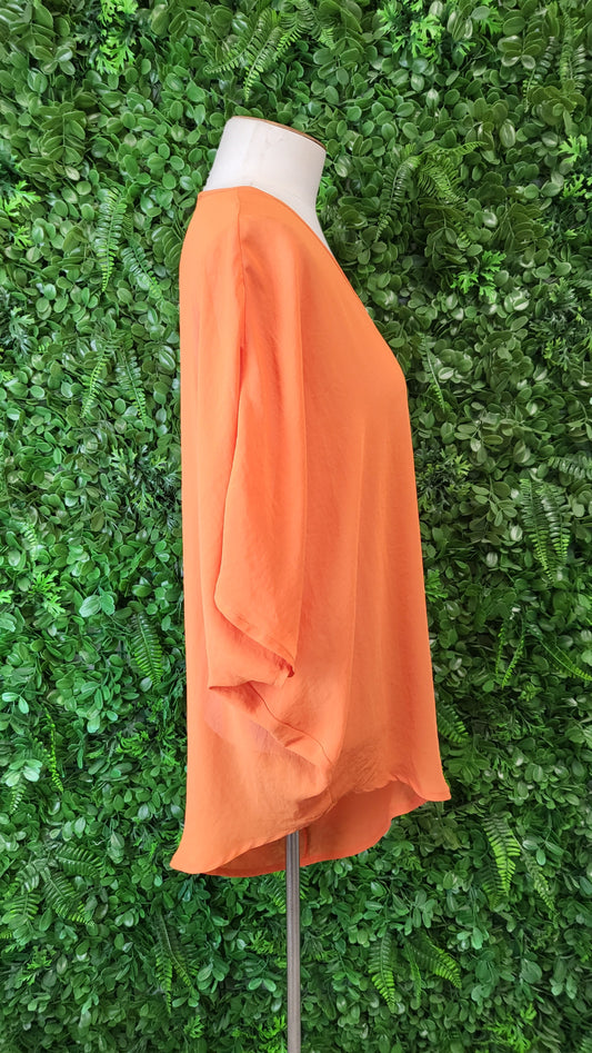 Ricochet Orange Draped Sheer Top (8-10)