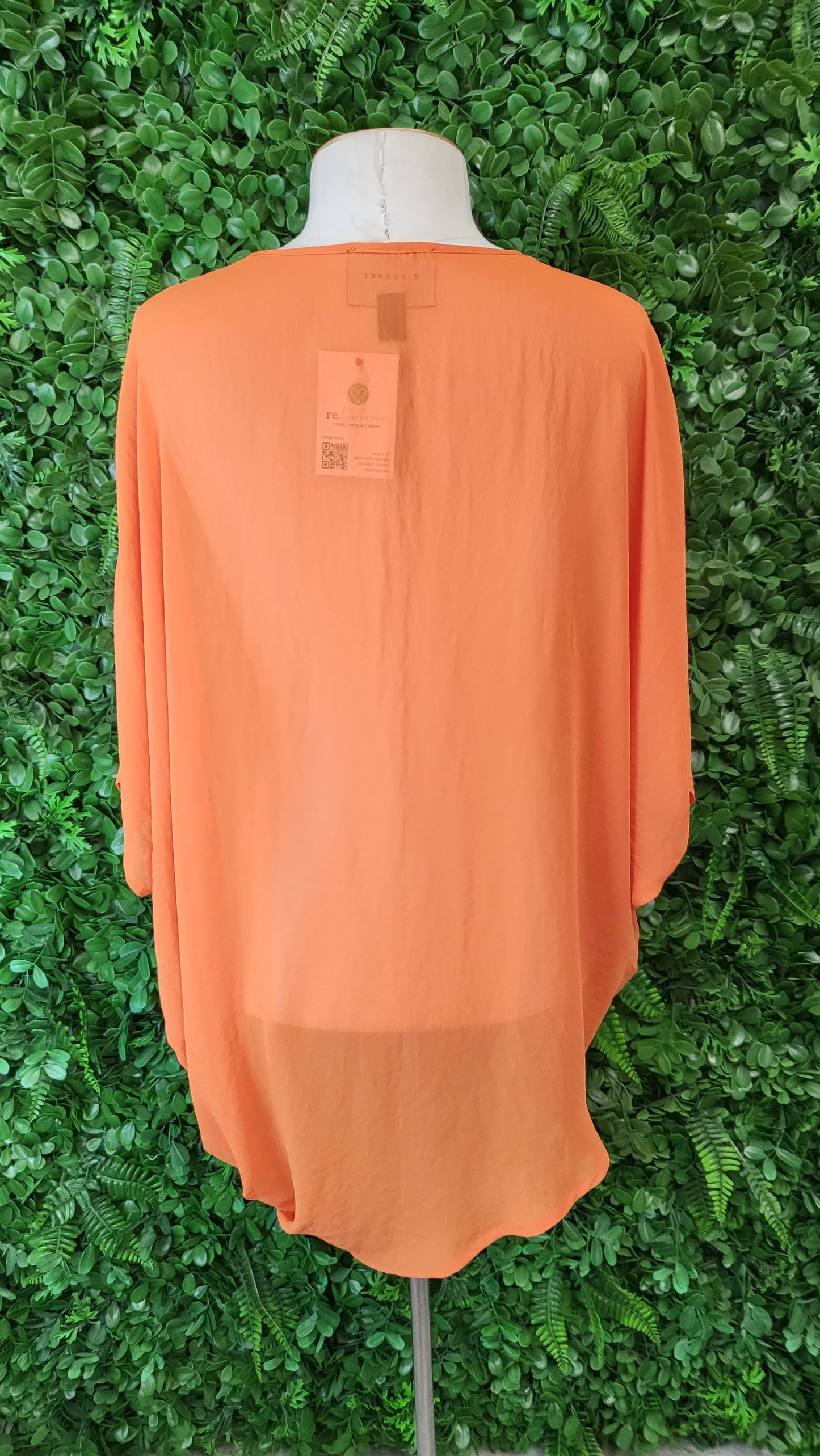 Ricochet Orange Draped Sheer Top (8-10)