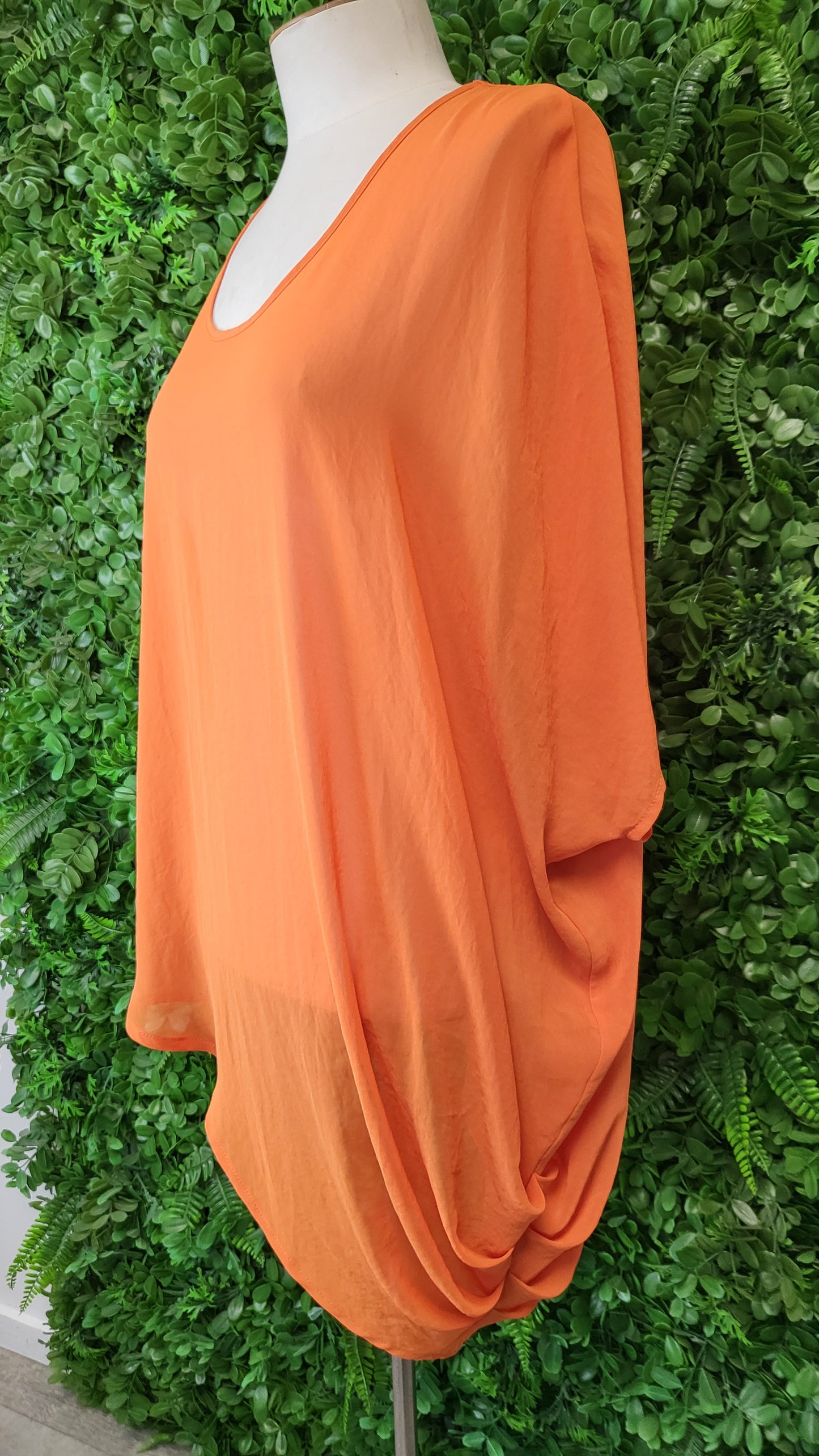 Ricochet Orange Draped Sheer Top (8-10)