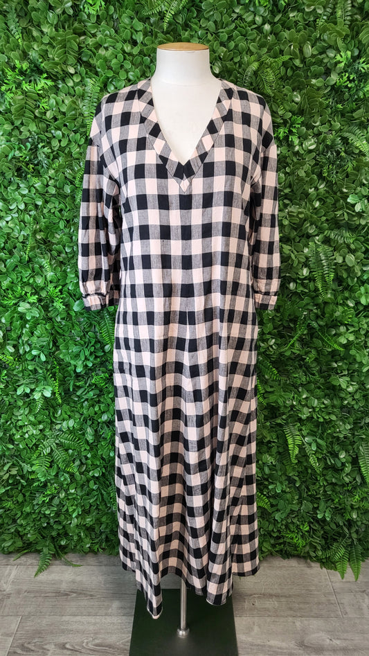 Veronika Maine Check Linen Blend Dress (10)