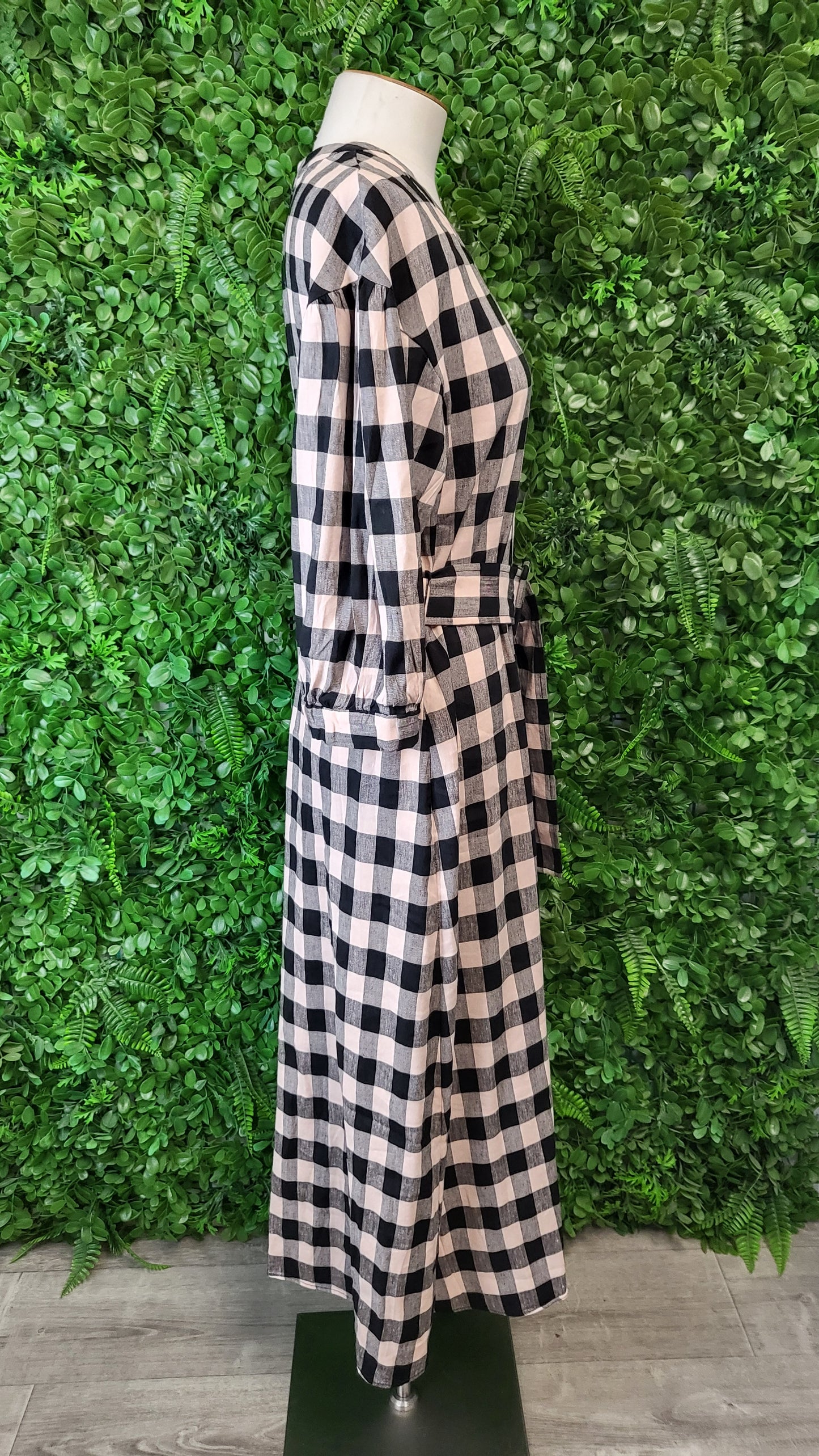 Veronika Maine Check Linen Blend Dress (10)
