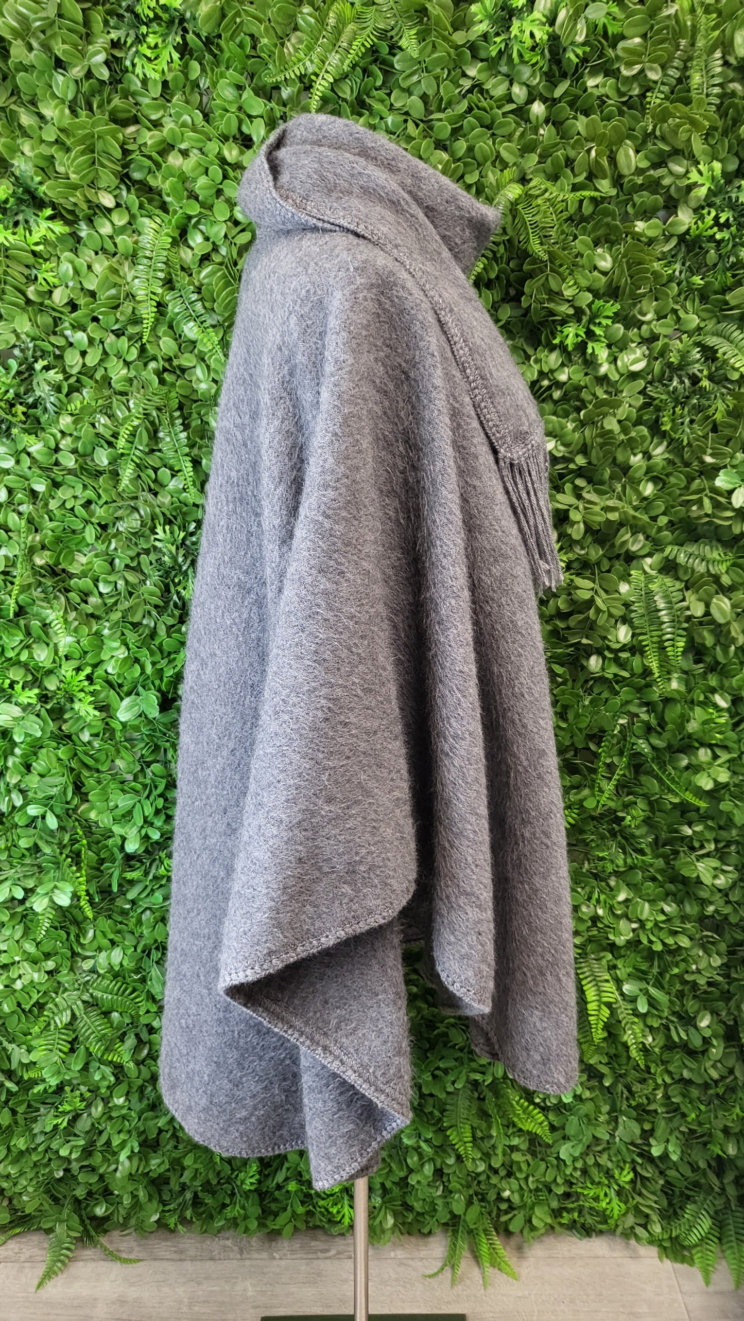 Camargo Grey Alpaca Poncho Cape (OSFM)