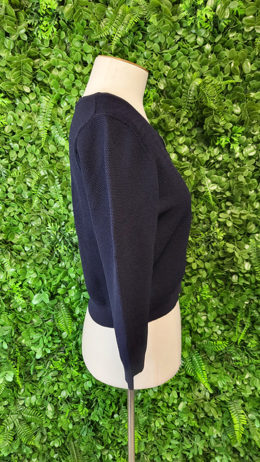 Veronika Maine Navy Knit Zipped Top (10)