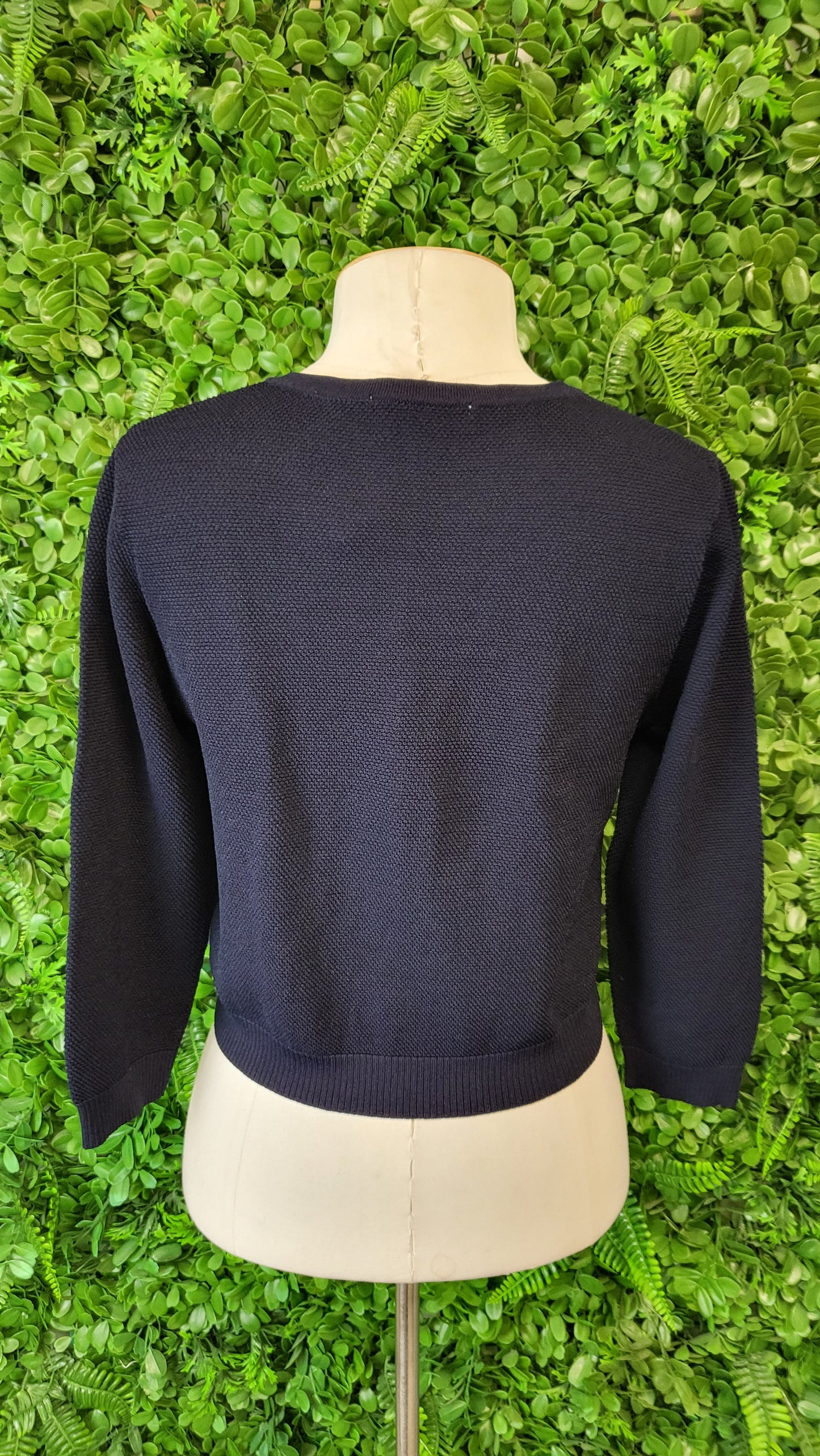 Veronika Maine Navy Knit Zipped Top (10)