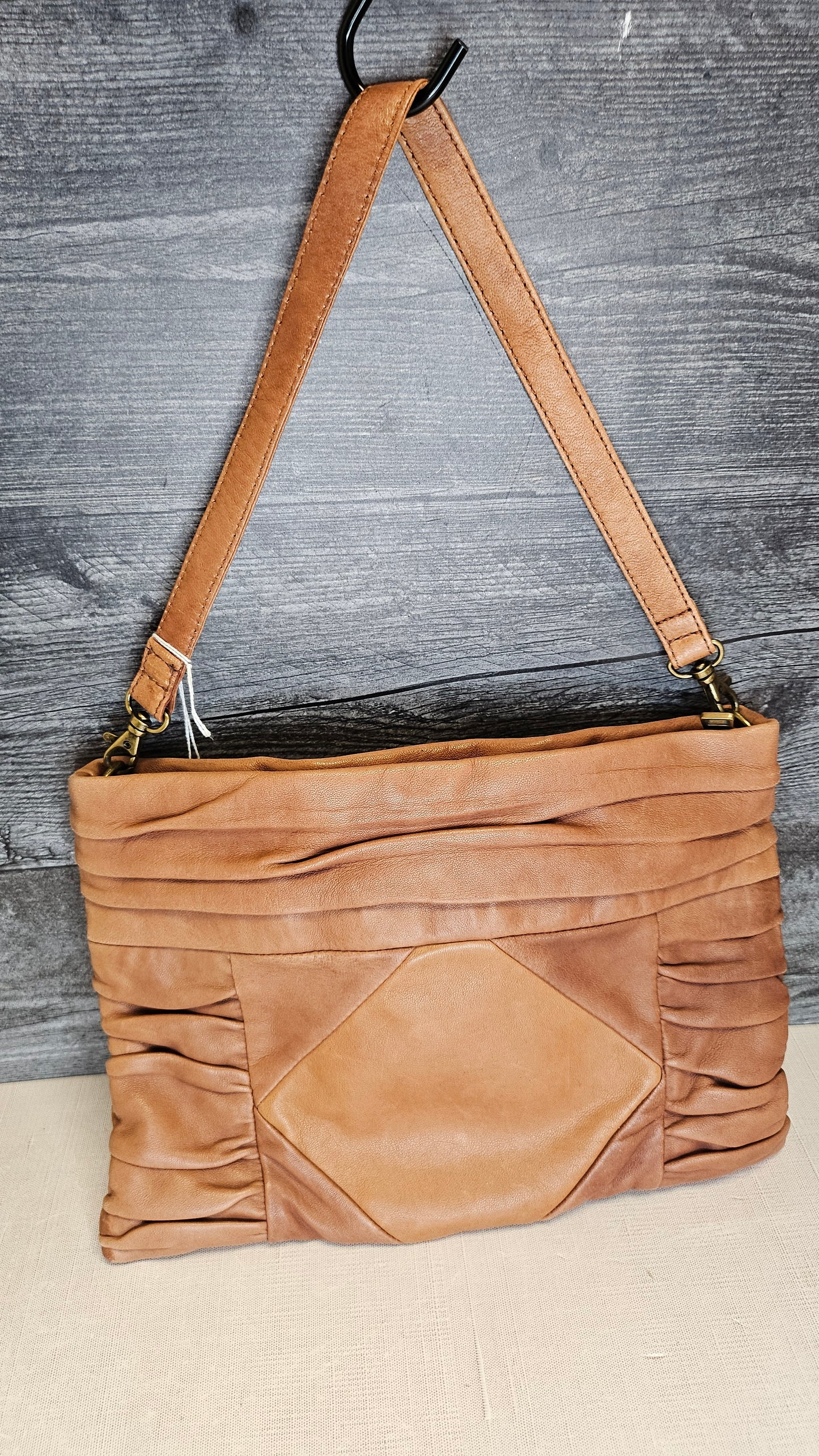 Witchery Tan Leather Clutch 30x22cm