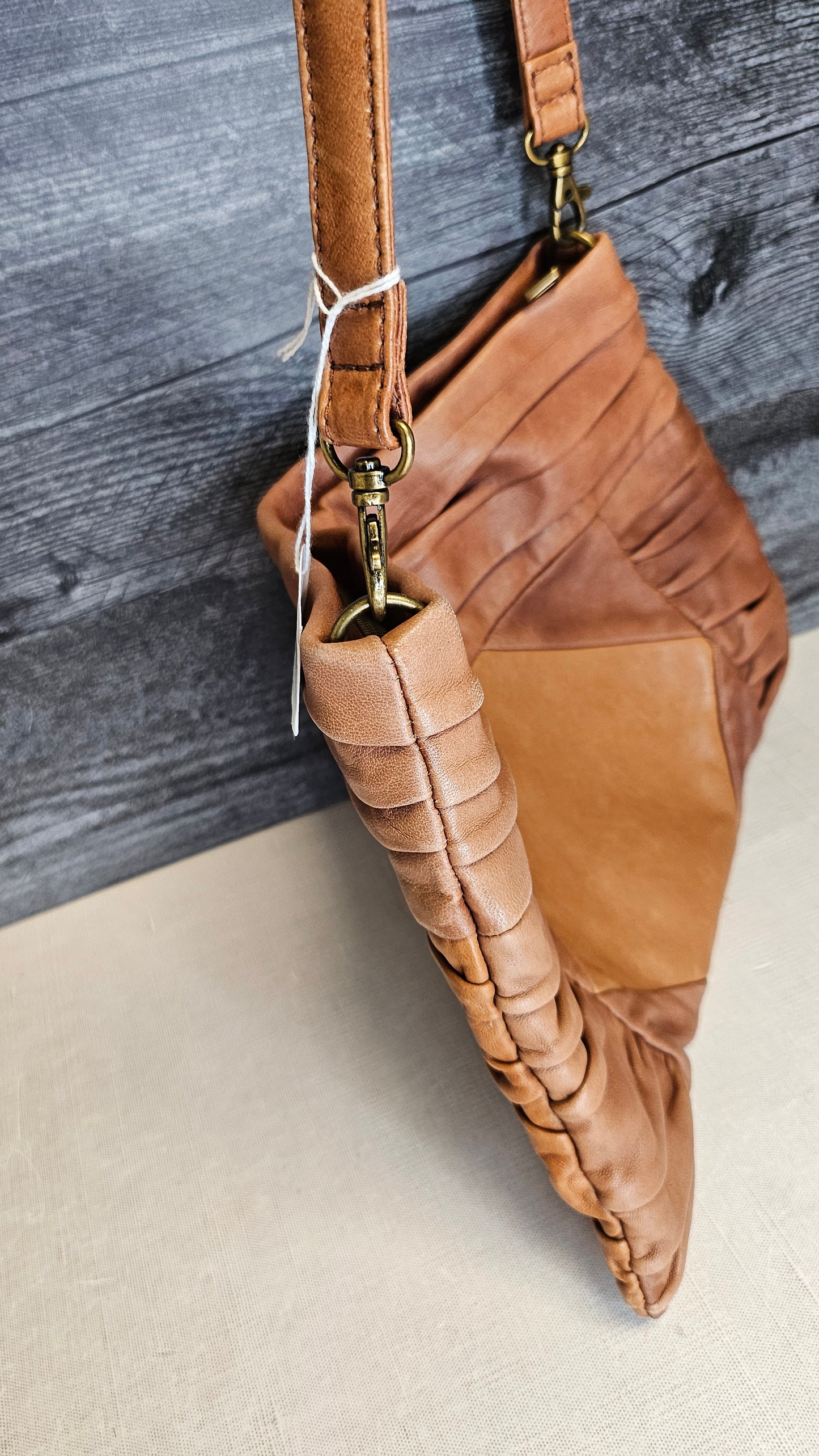 Witchery Tan Leather Clutch 30x22cm