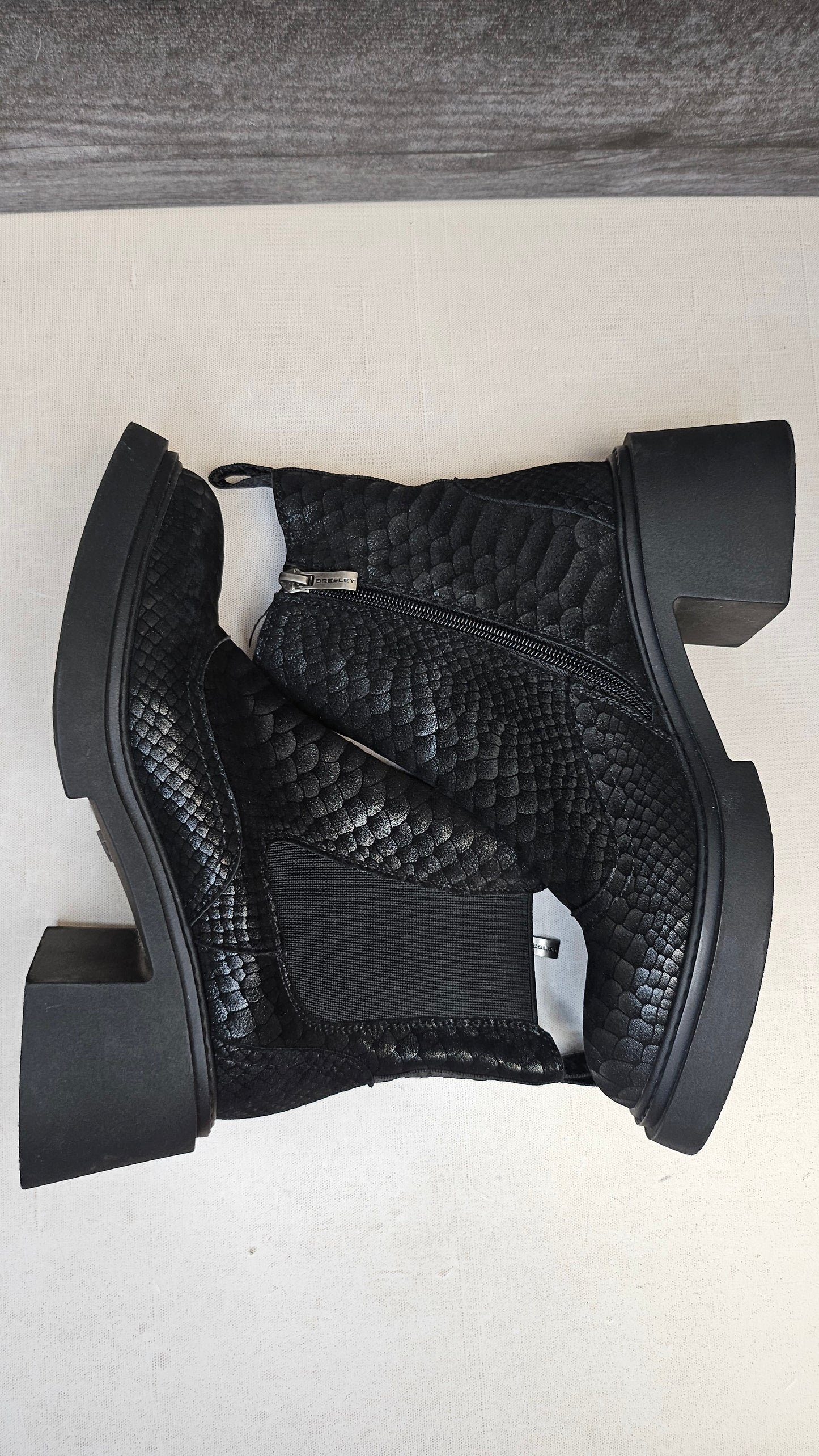 Bresley Black Chunky Leather Boot (38)