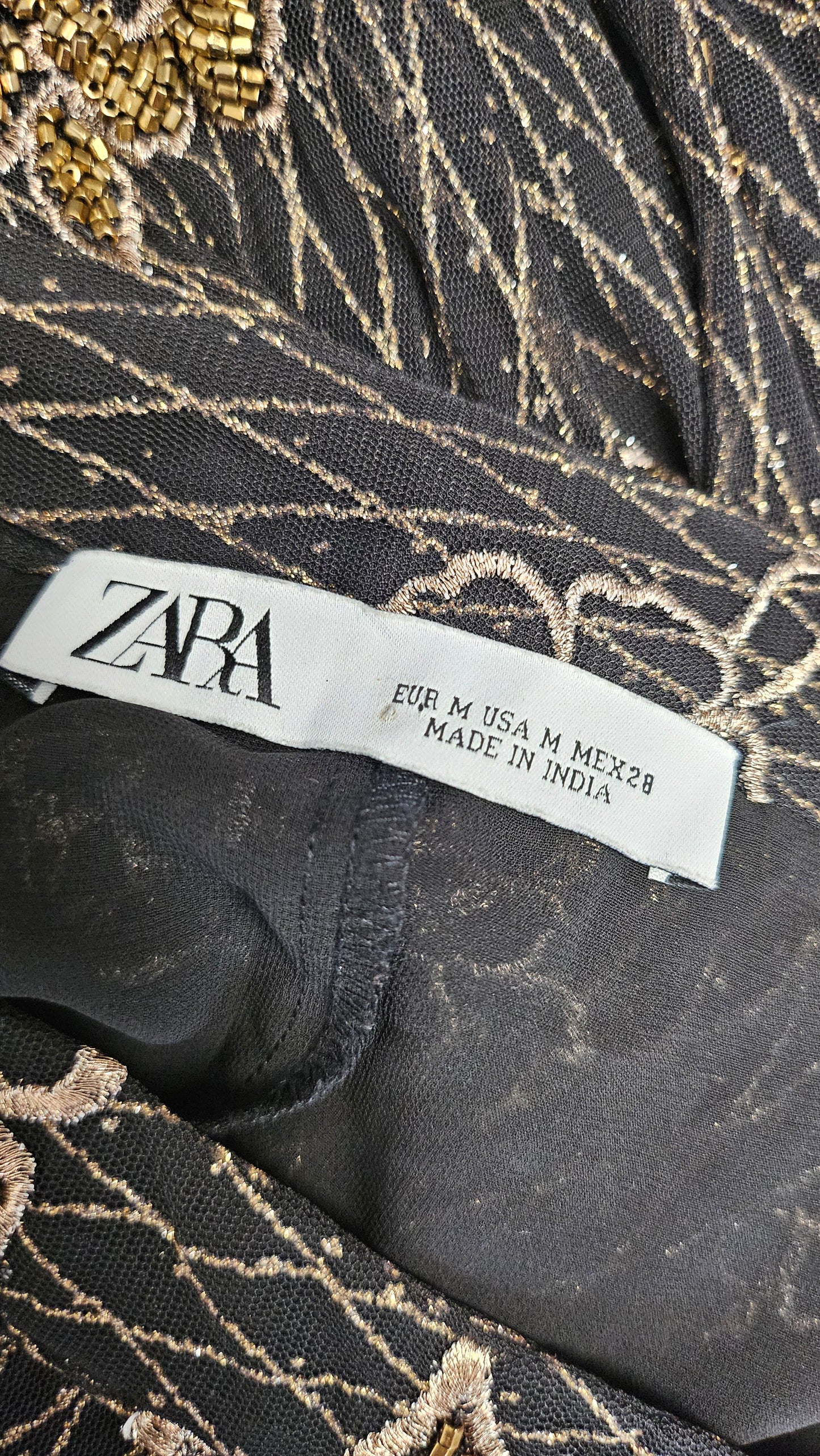 Zara Black/Gold Embroidered Skirt (10)