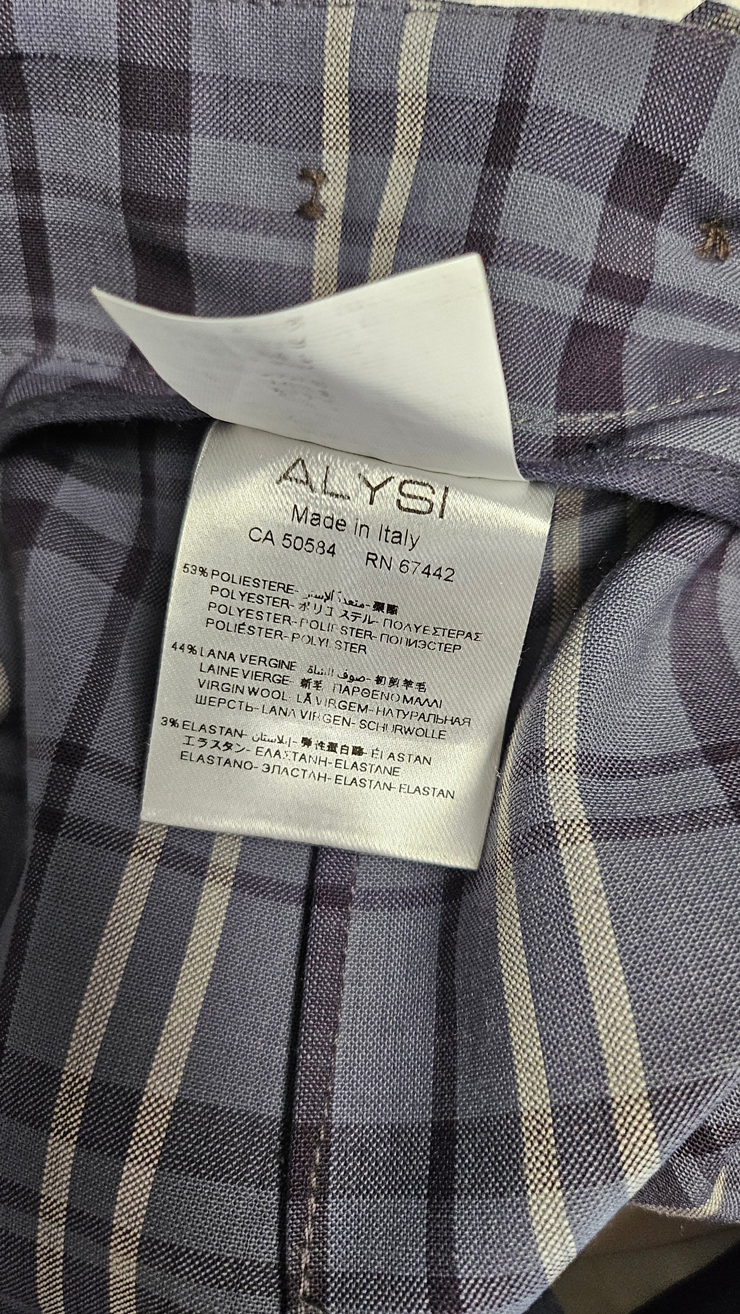 Alysi Blue Check Pant Wool Blend (10)