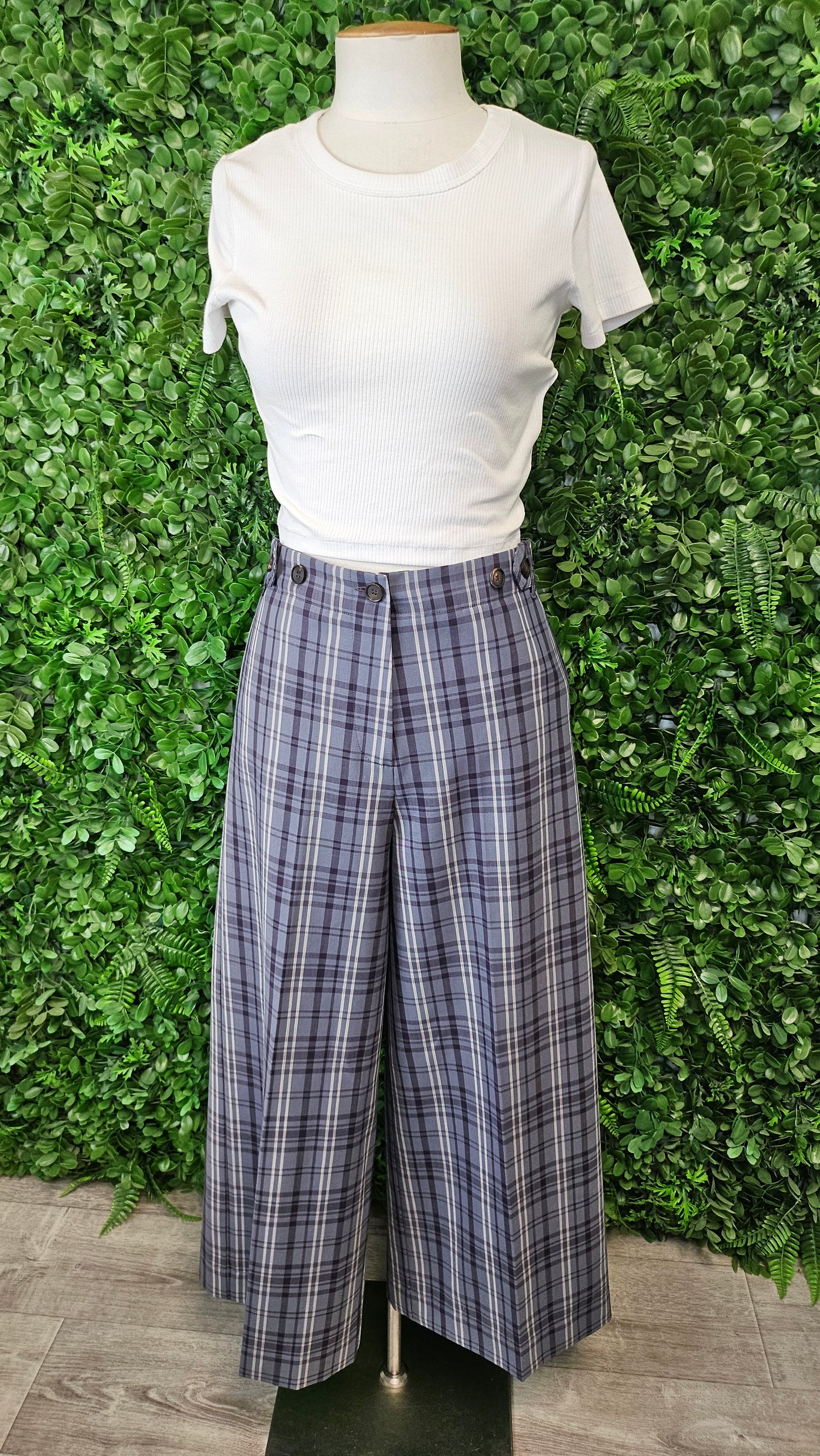 Alysi Blue Check Pant Wool Blend (10)
