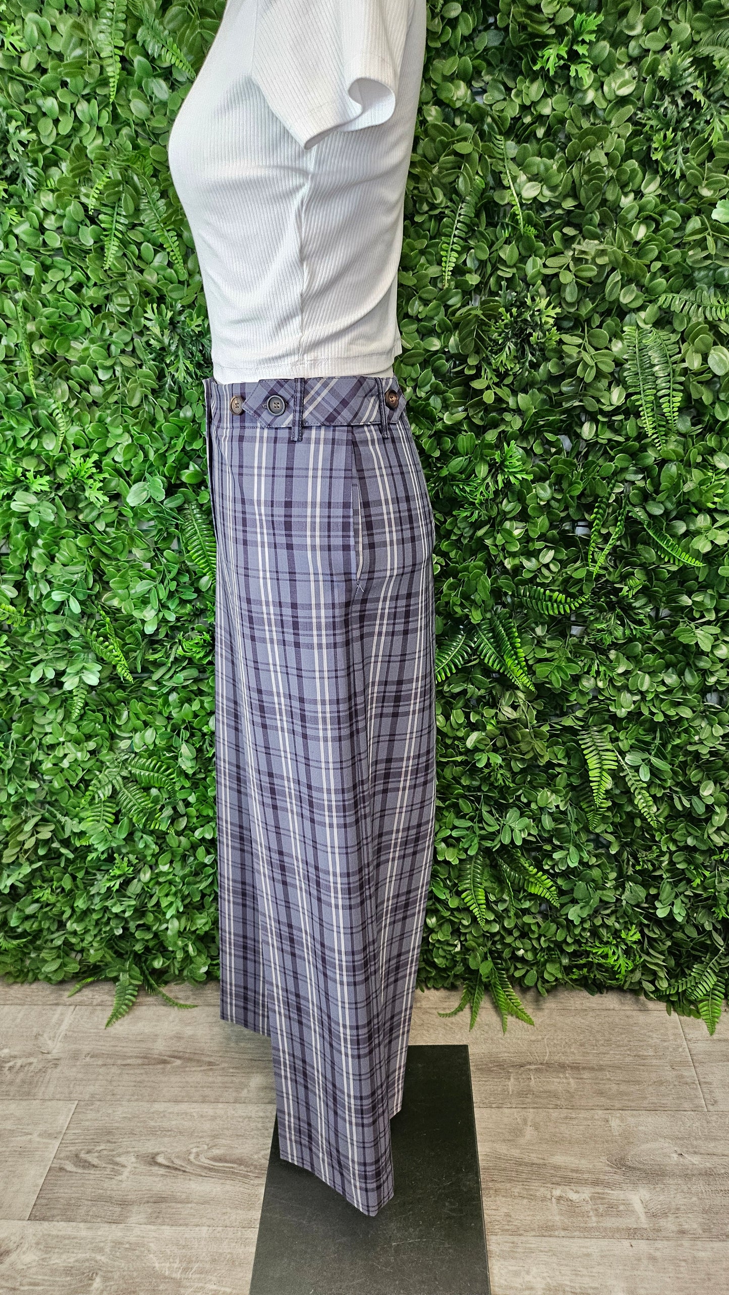 Alysi Blue Check Pant Wool Blend (10)