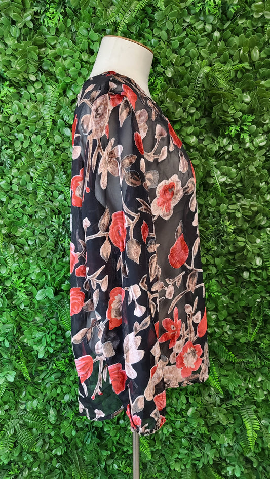 Drama The Label Floral Burn Out Top (14)