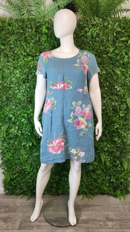 Cali & Co Teal Linen Dress (14-16)