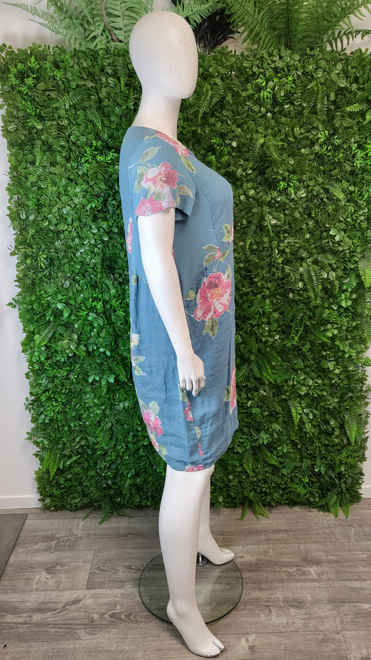 Cali & Co Teal Linen Dress (14-16)