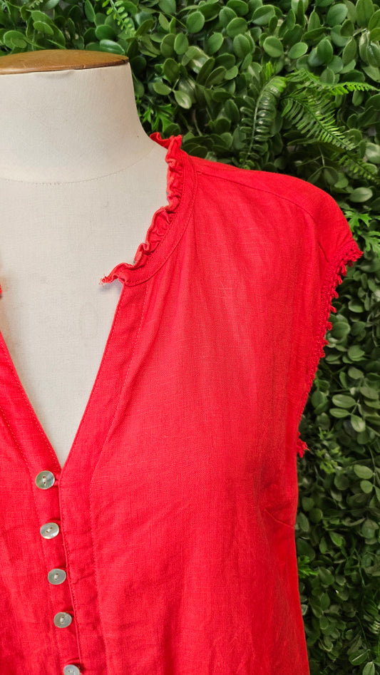 Madly Sweetly Red Linen Dress (10)