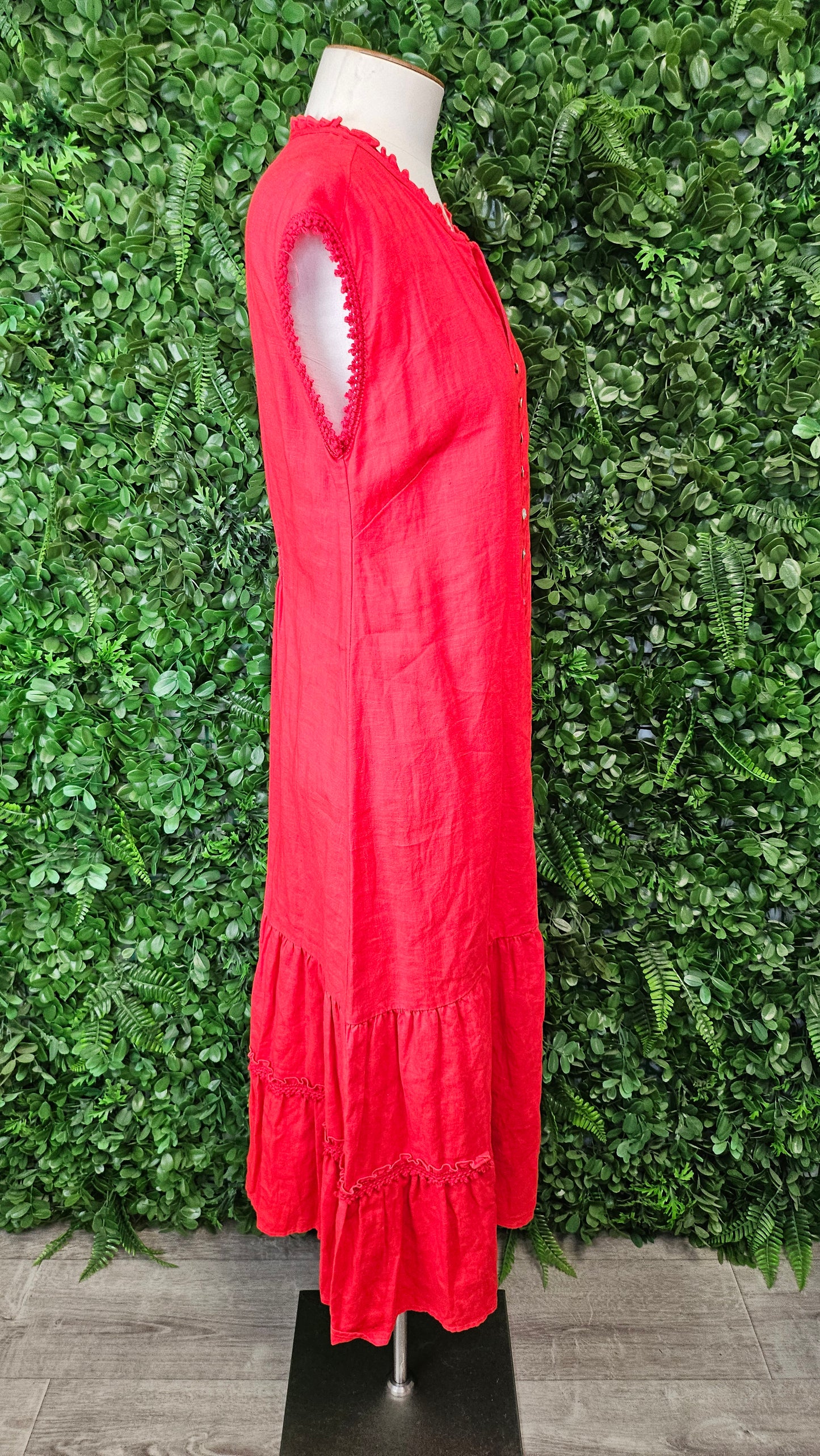 Madly Sweetly Red Linen Dress (10)