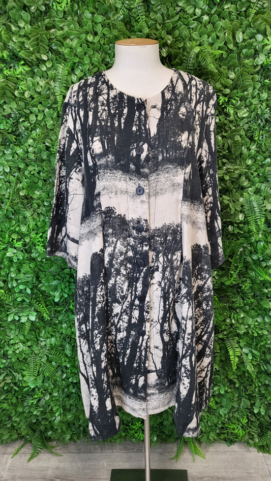 Megan Salmon Print Linen Dress Jacket (16)