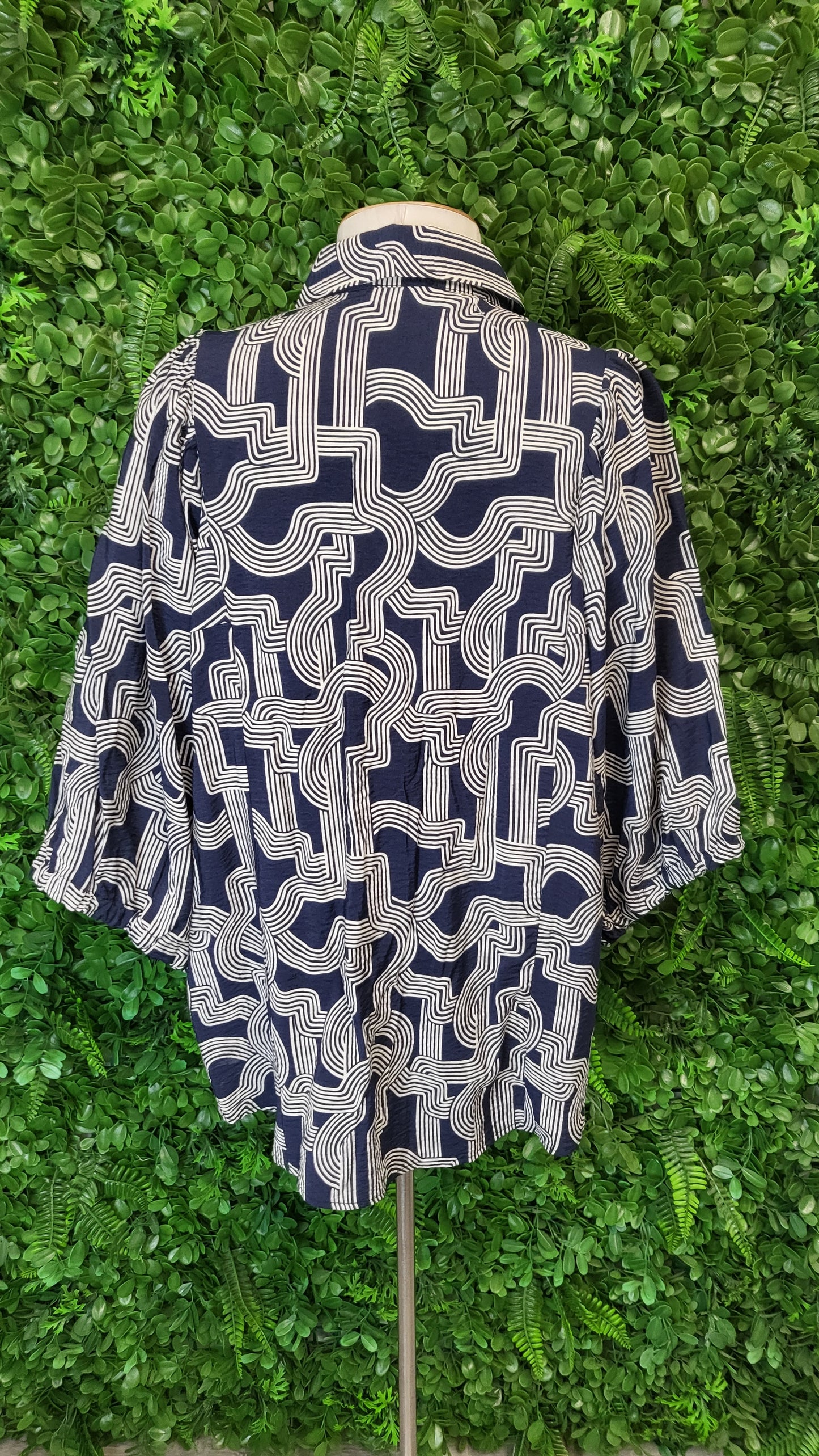 Betty Basics Navy/Taupe Geo Print Shirt (14)
