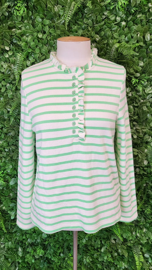 Rich & Royal Stripe Frill Henley Top (10-12)