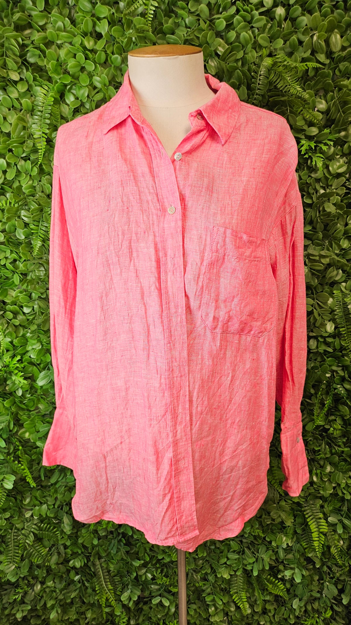 Max Pink Oversized Linen Shirt (12-14)