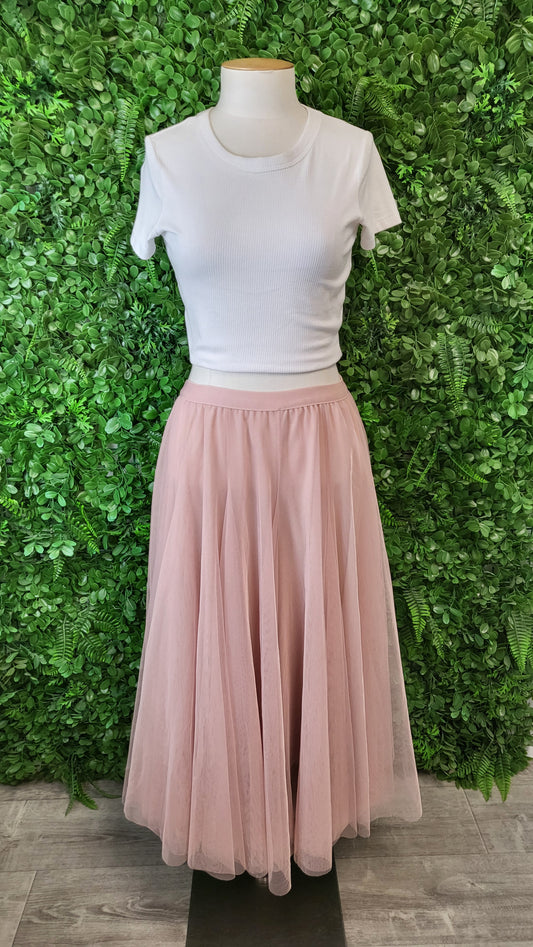 C.Reed Blush Tulle Maxi Skirt (8-10)