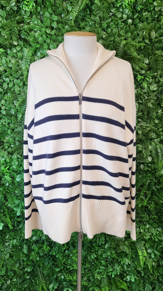 Zara Cream/Black Oversized Zip Knit (14-16)