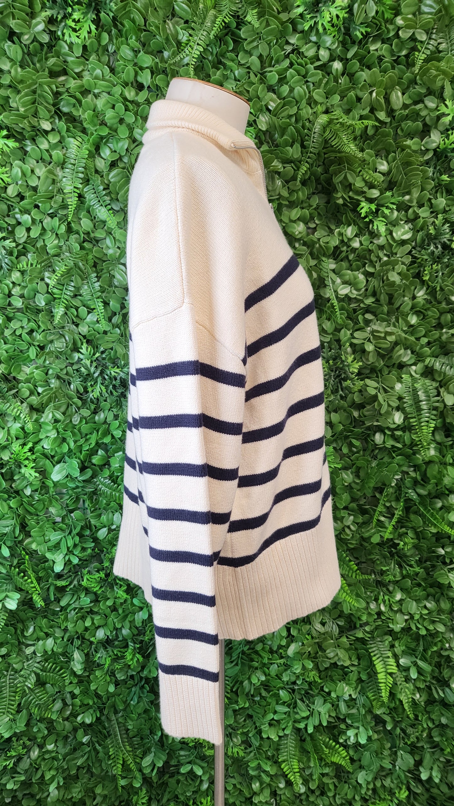 Zara Cream/Black Oversized Zip Knit (14-16)