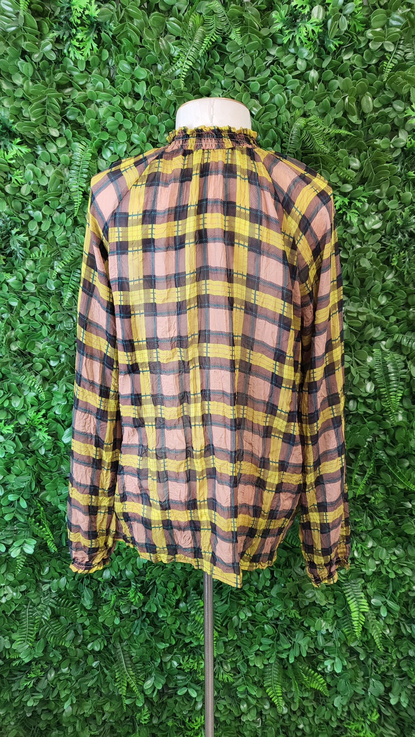 Siren Print Check Blouse (8)