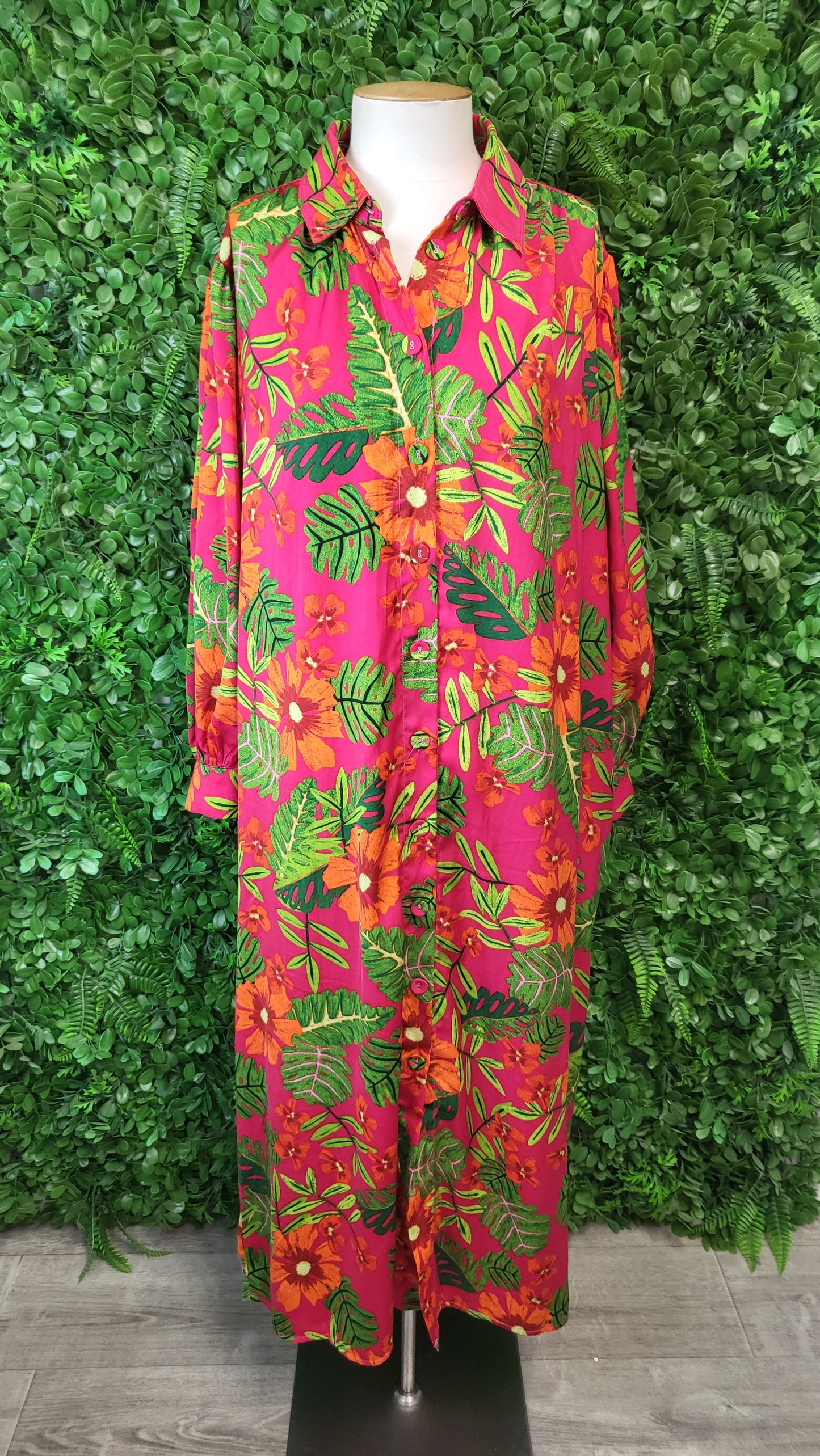 Halo & Hazard Tropical Shirt Dress (16-18)
