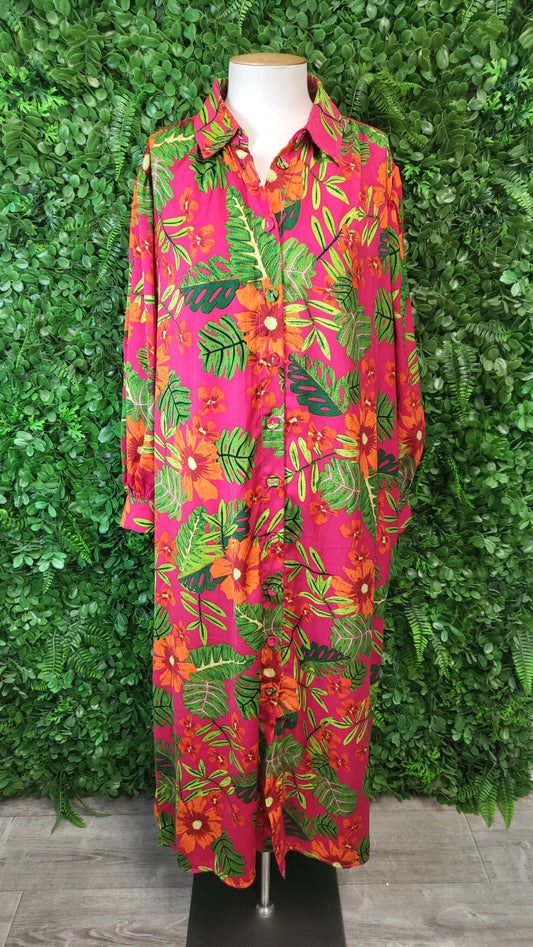 Halo & Hazard Tropical Shirt Dress (16-18)