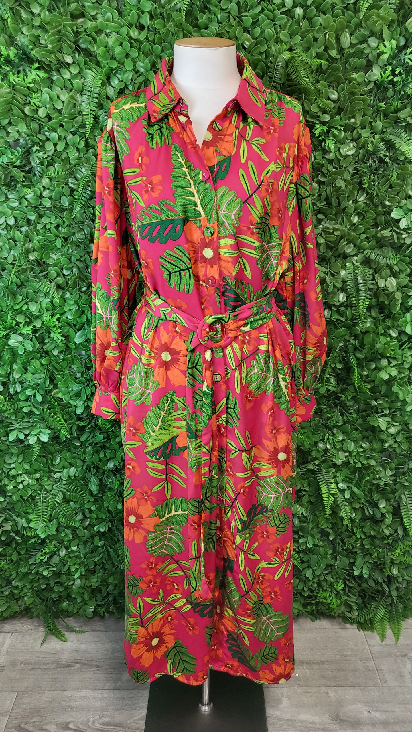 Halo & Hazard Tropical Shirt Dress (16-18)