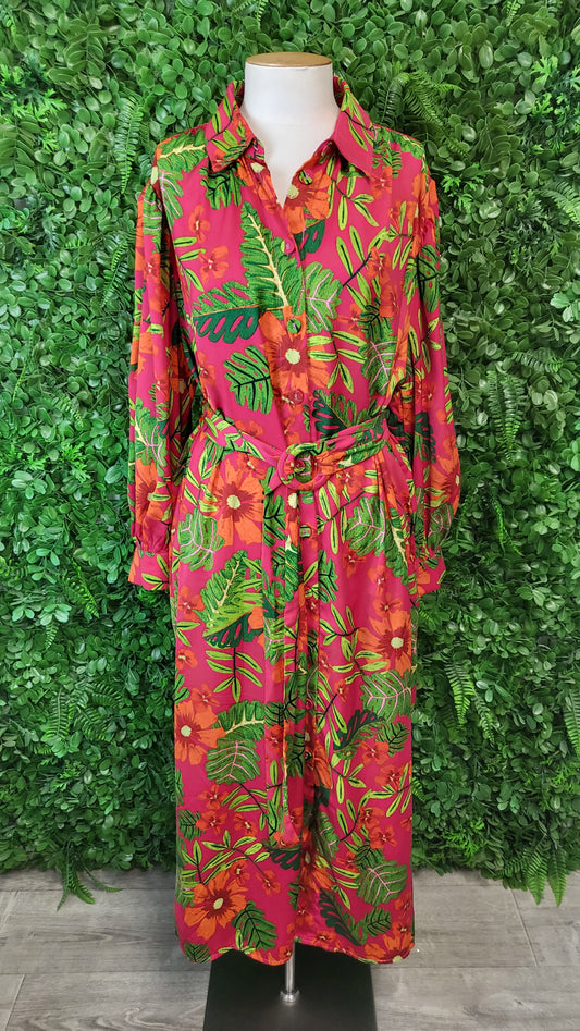 Halo & Hazard Tropical Shirt Dress (16-18)
