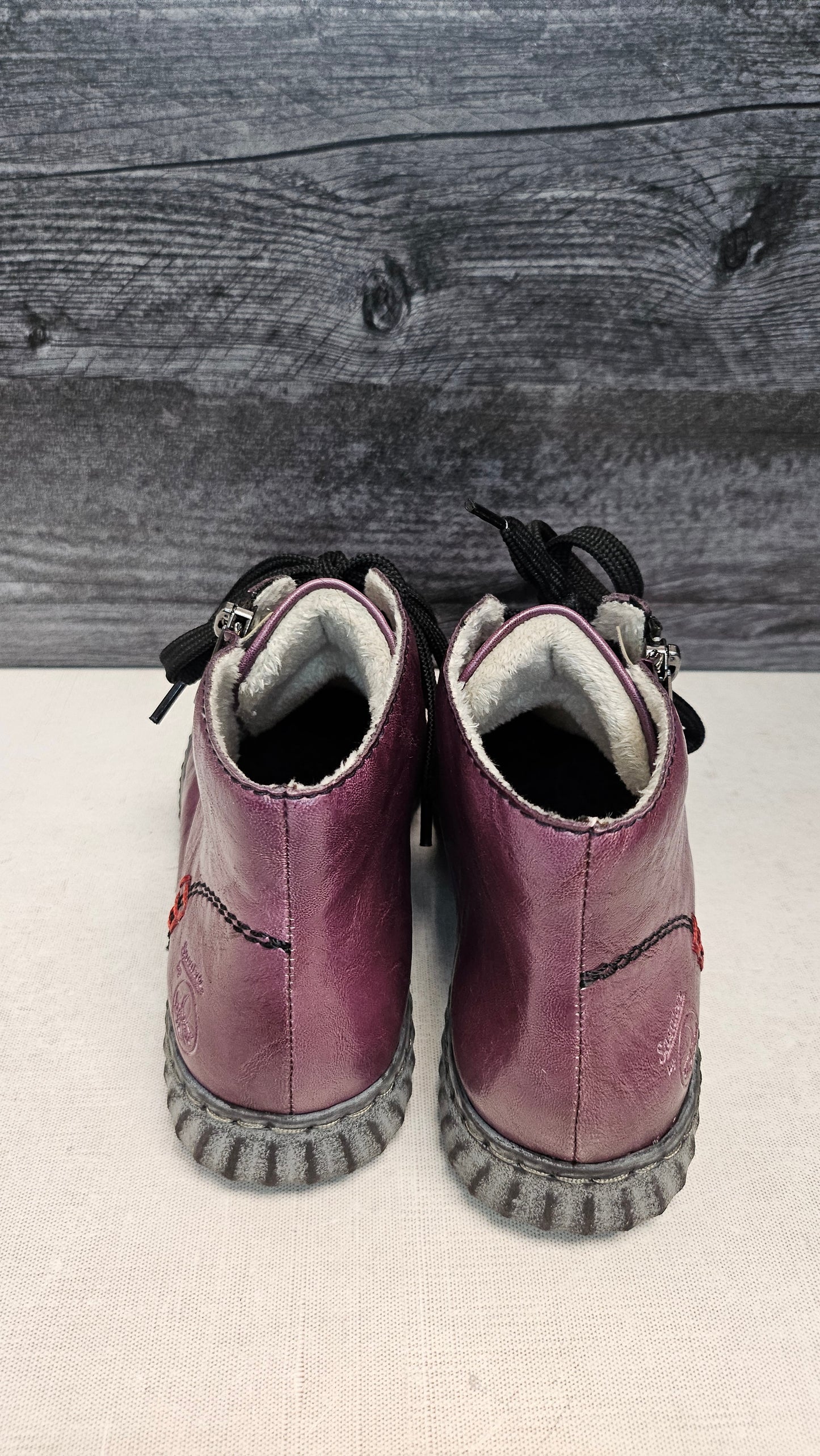 Rieker Plum Leather Bootie (39)