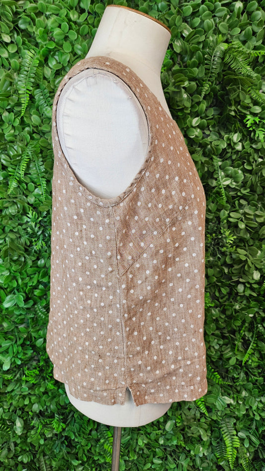 Sandra Viden Tan Linen Polka Tank (10)