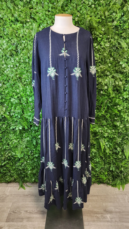 Once Was Melbourne Navy Linen Dress (10)