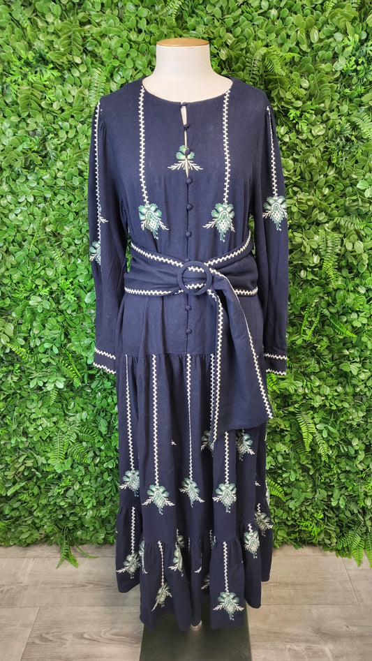 Once Was Melbourne Navy Linen Dress (10)