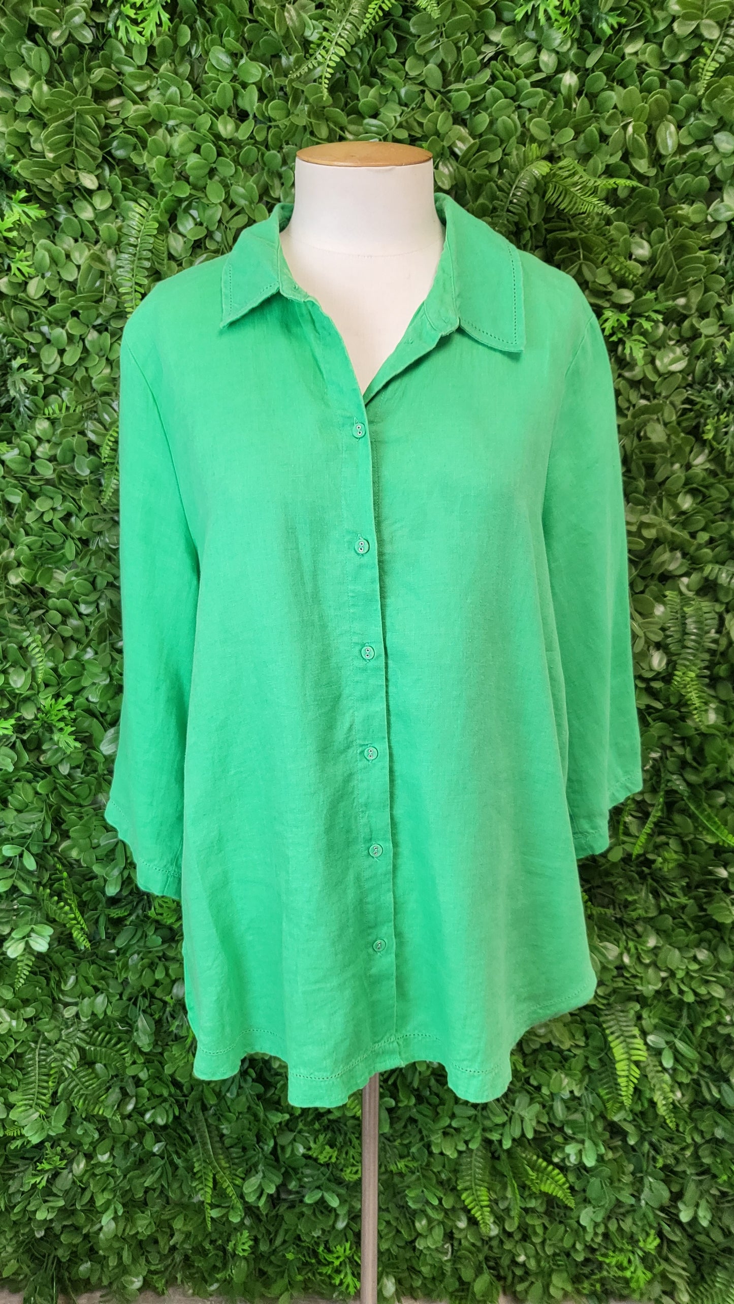 Blue Illusion Green Linen Shirt (18)
