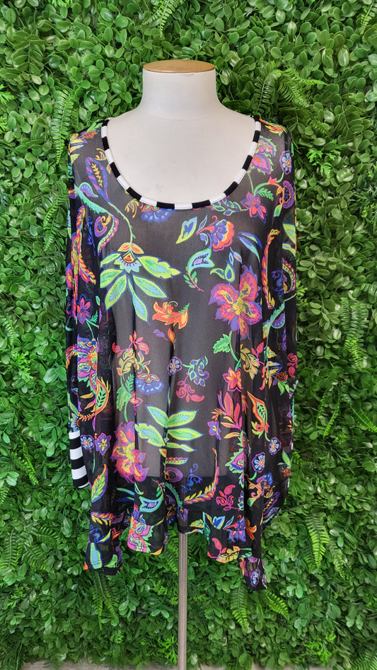 Ts Floral Mesh Days Top BNWT (18-20)