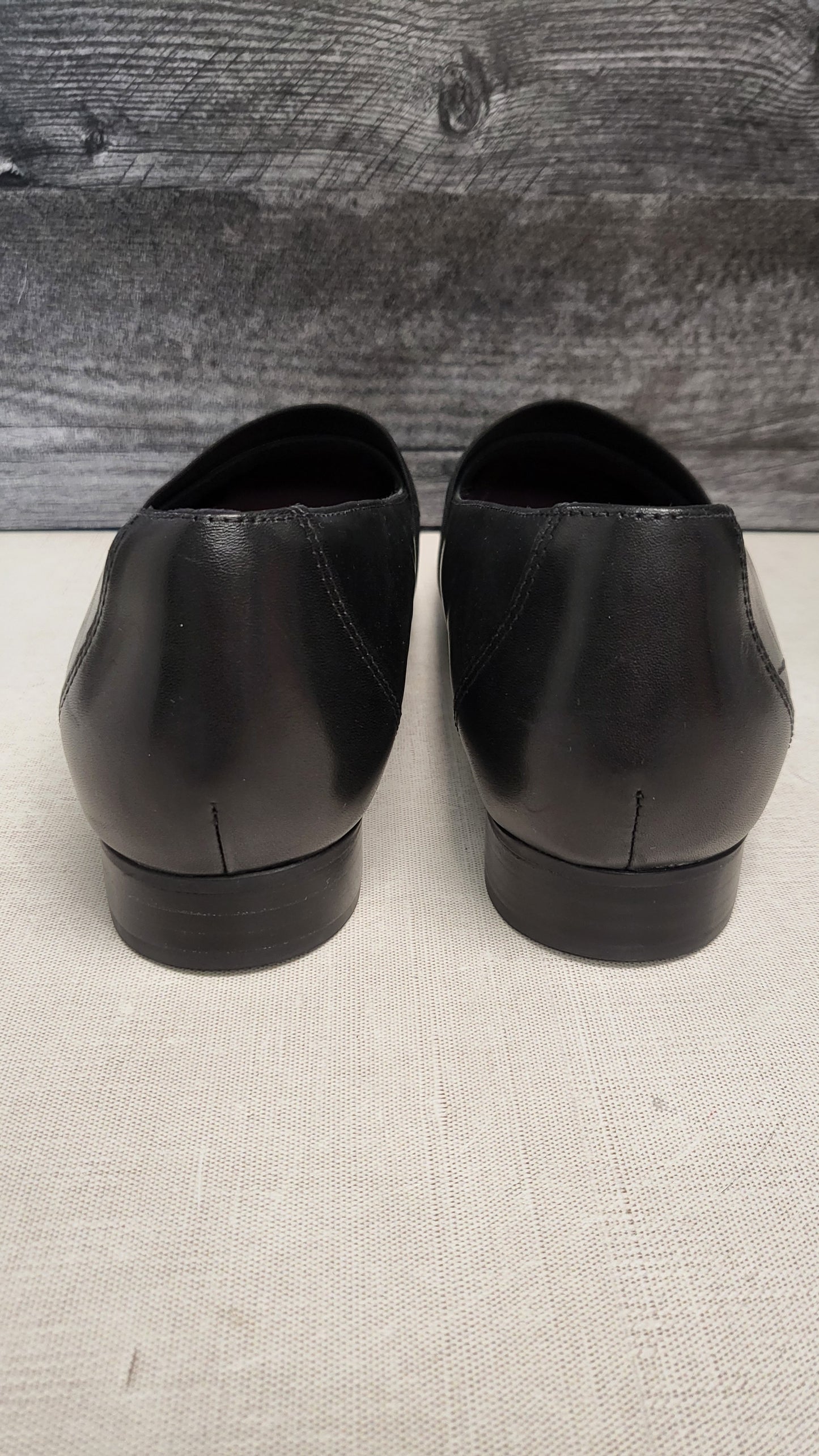 Kumfs Black Leather Slip-On Shoe (42)