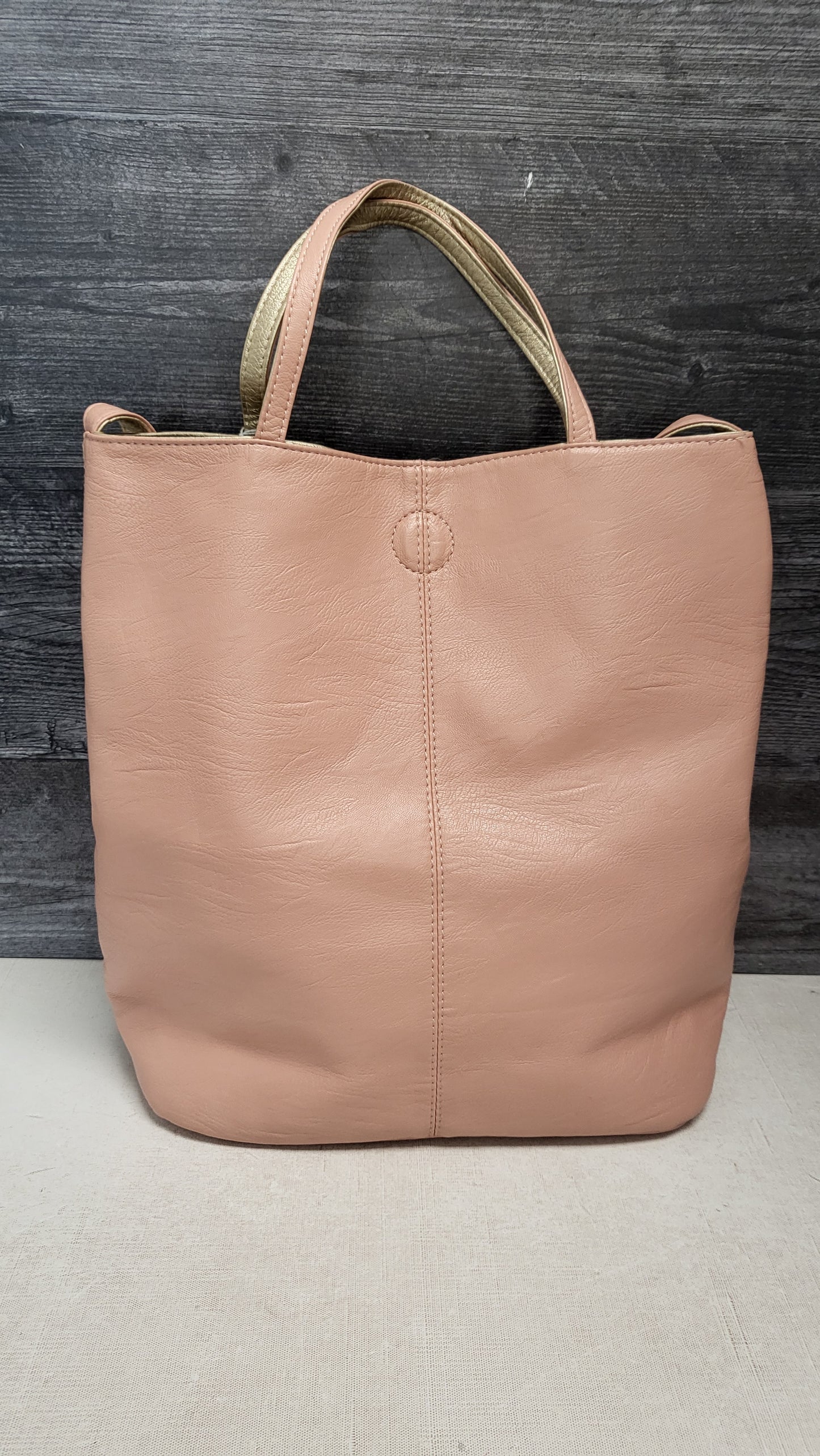 Beau Pink/Gold Leather Tote Bag 34x36x15cm