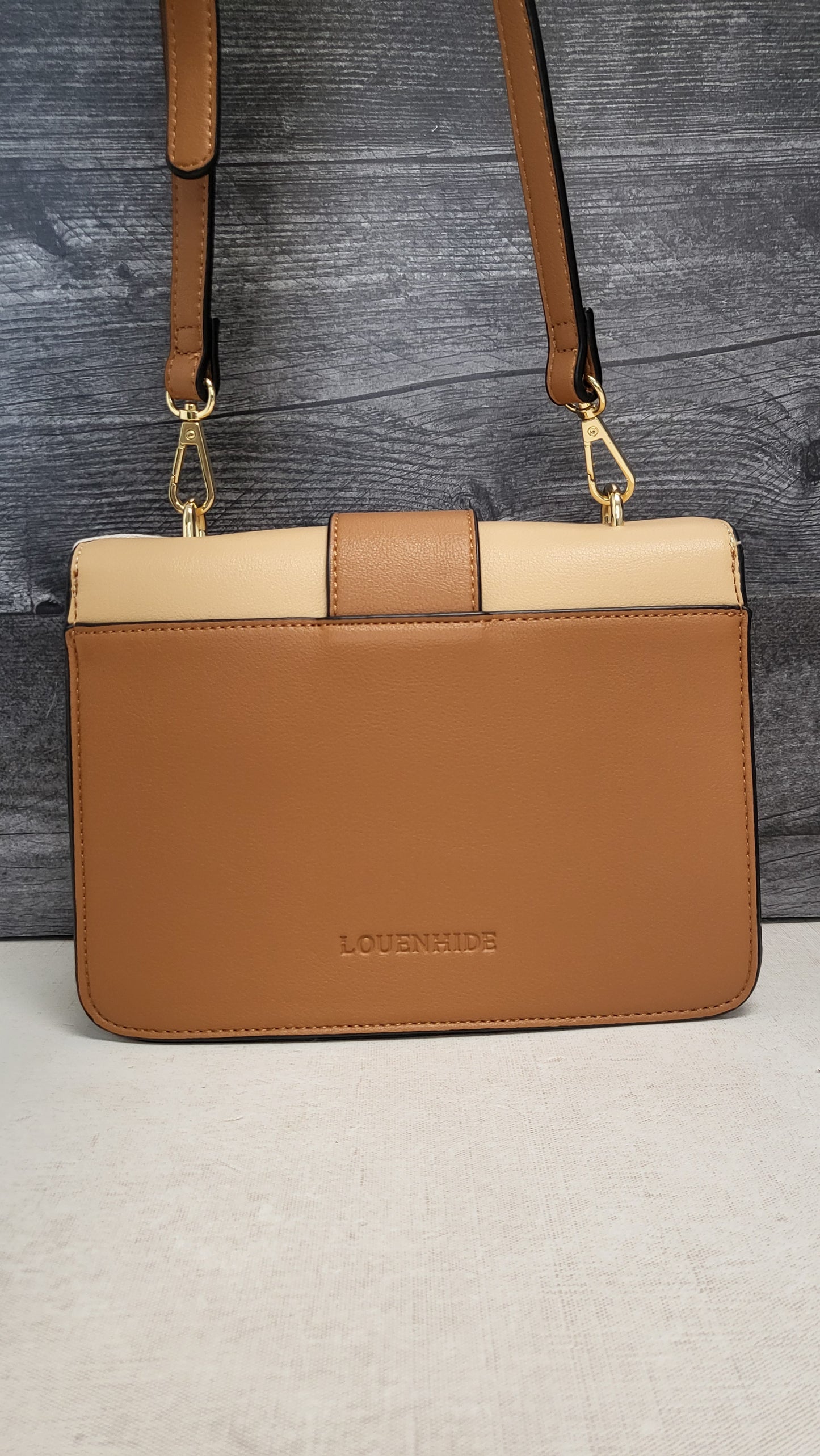 Louenhide Tan Mini Pleather Bag 21x17x8cm