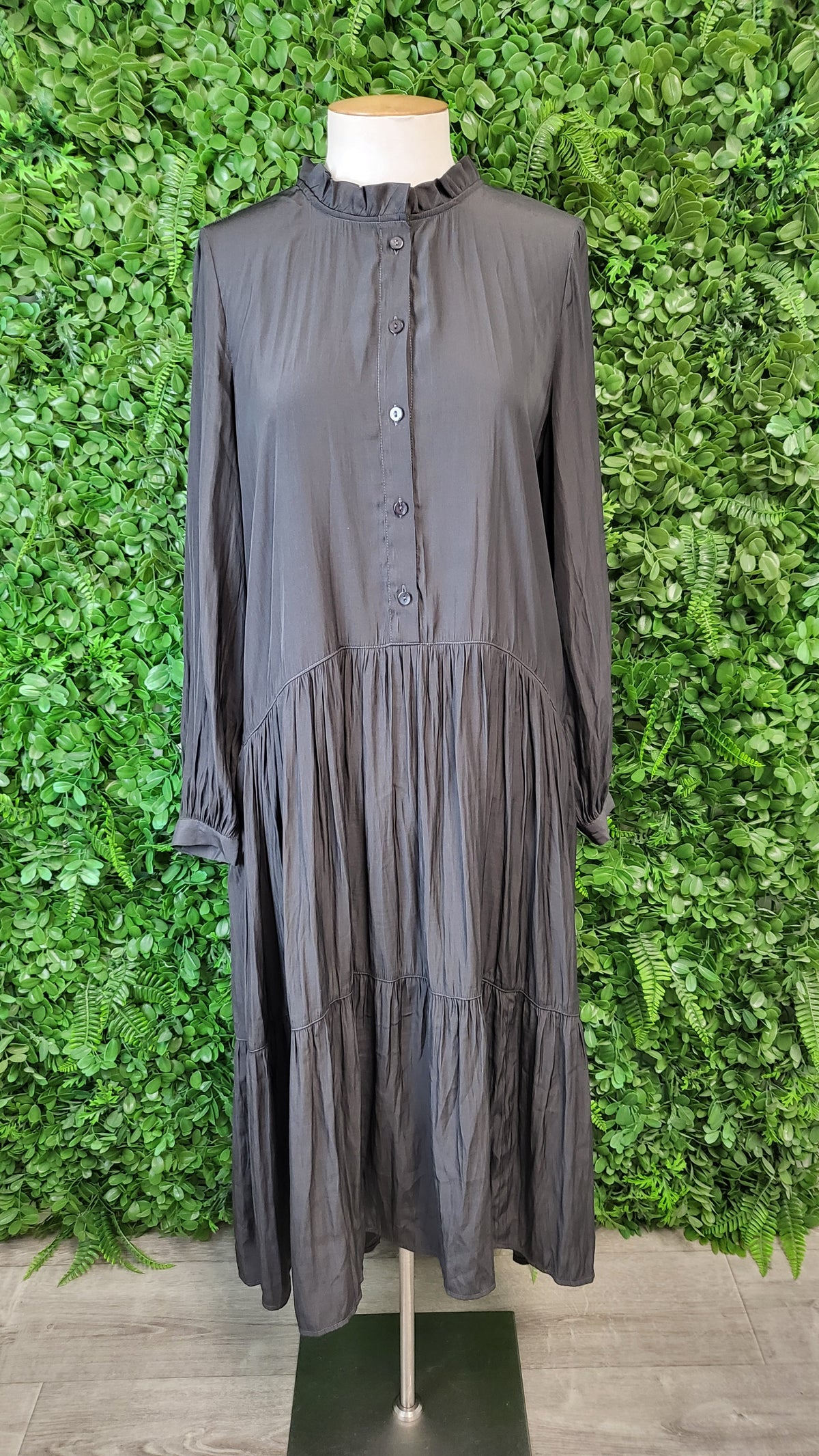 Foil Charcoal Tier Midi Dress (10)