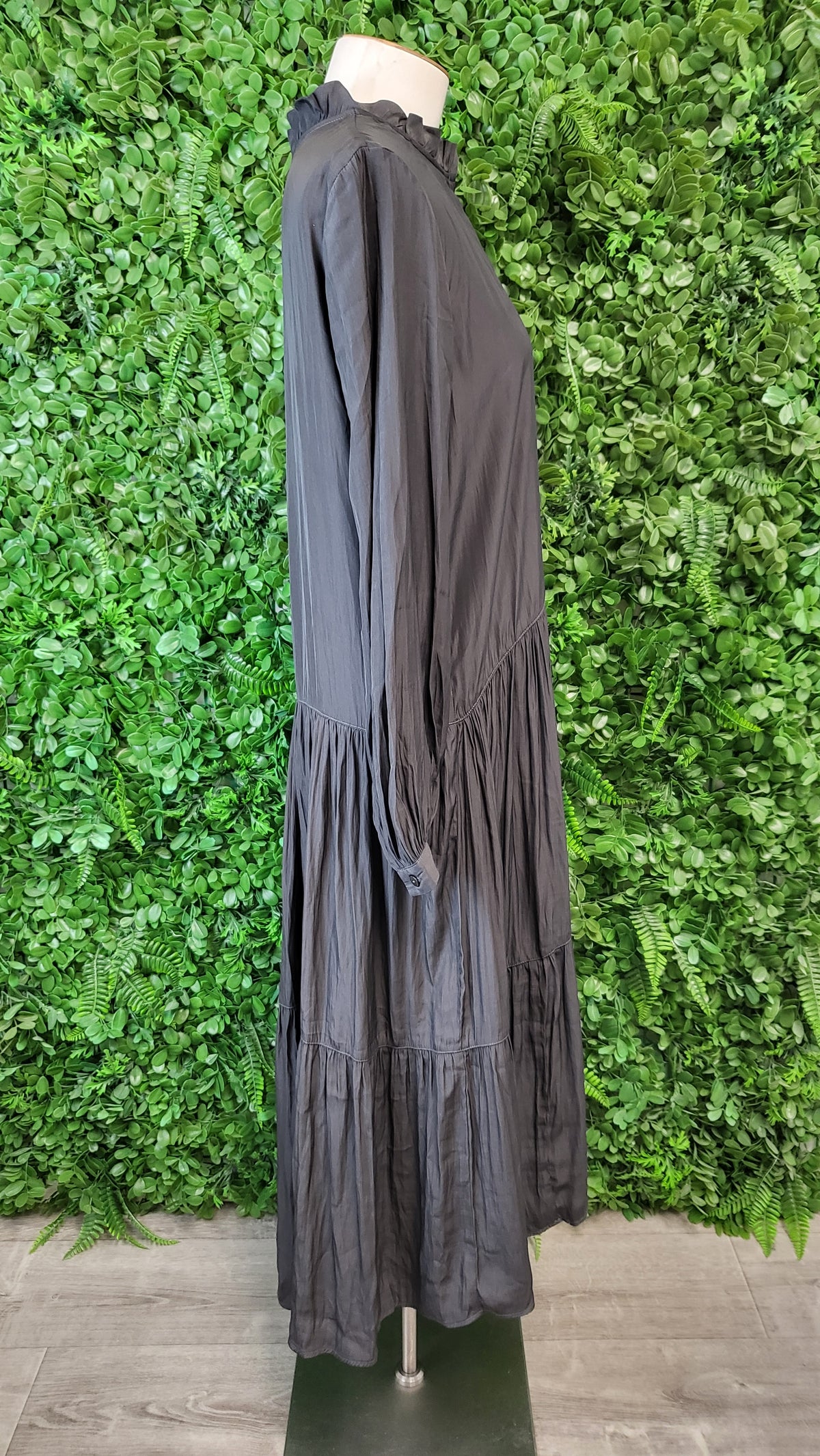 Foil Charcoal Tier Midi Dress (10)
