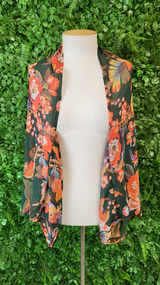 The Bloom Effect Floral Sheer Layering Top OSFM