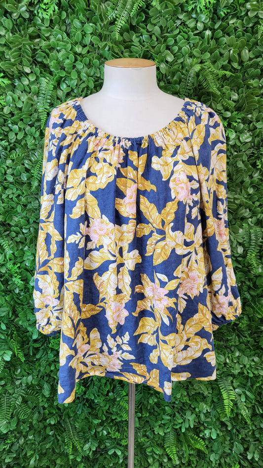 Zest Floral Linen Smock Top (16)