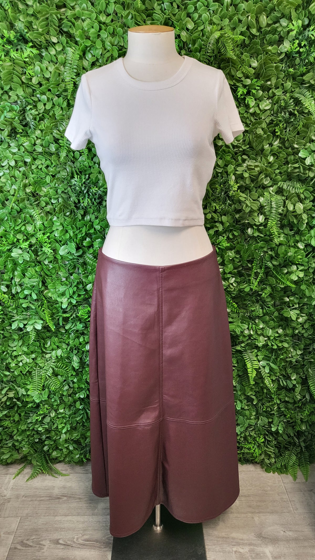 Decjuba Plum Pleather A-line Skirt (12)